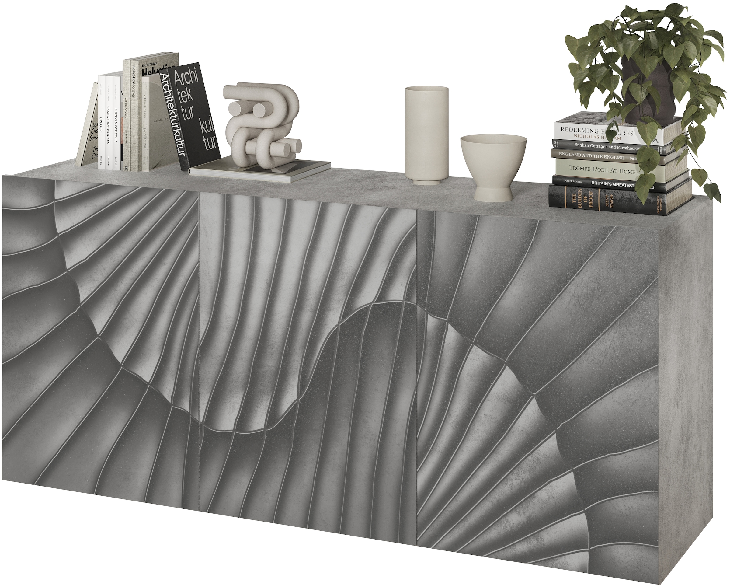INOSIGN Sideboard »Snake Breite 181 cm, moderne Kommode mit 3 Türen«, Anrichte mit viel Stauraum, Front mit besonderem Siebdruck