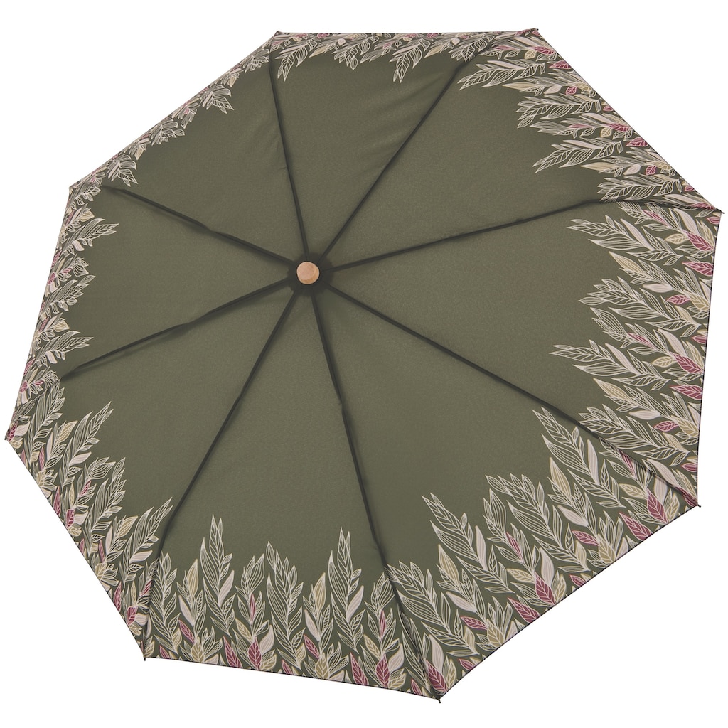 doppler® Taschenregenschirm »nature Mini, intention olive«, aus recyceltem Material mit Griff aus FSC®- schützt Wald - weltweit