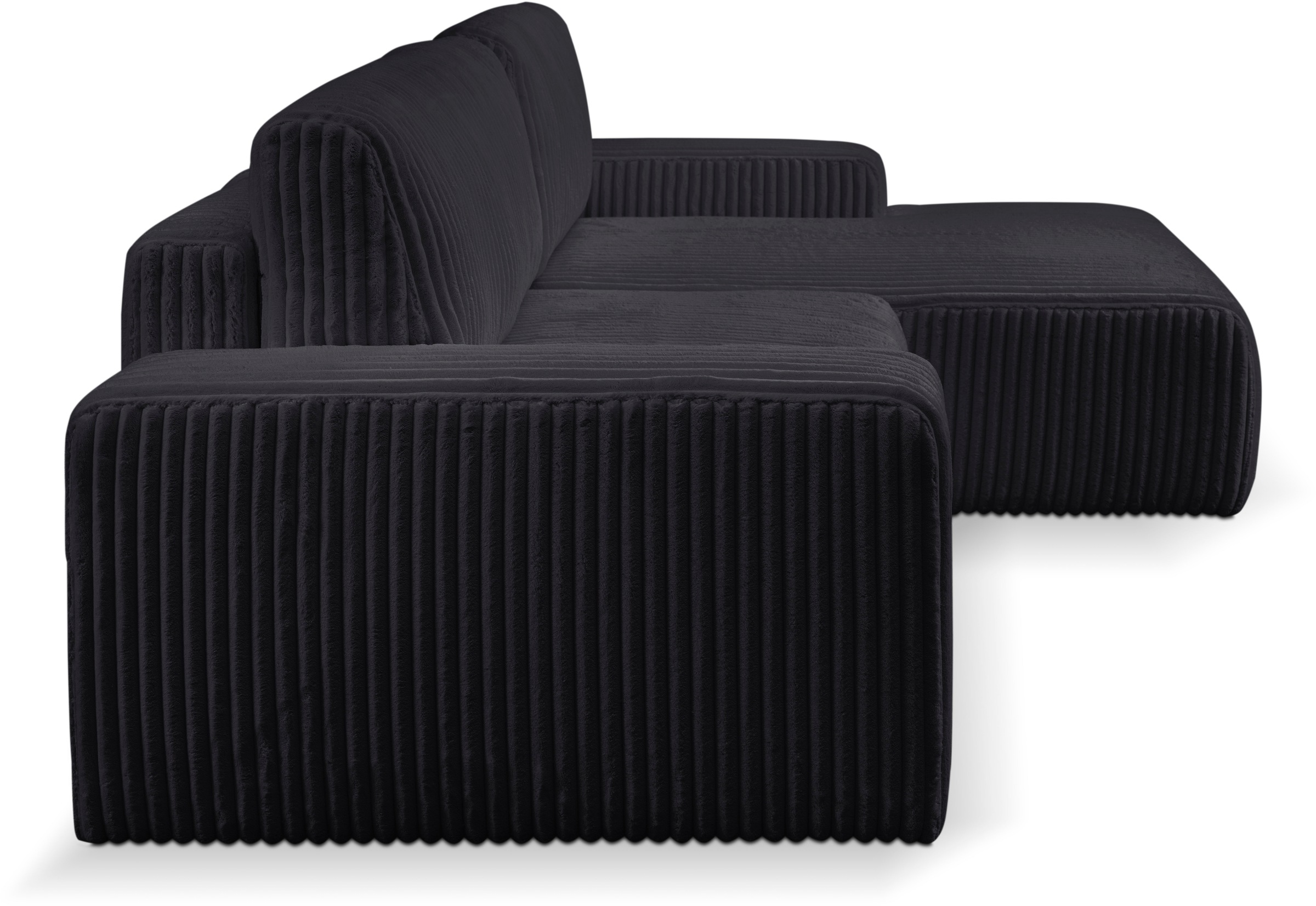 WERK2 Ecksofa »Rotterdam-L, kuschelweicher Cord oder Breitcord, L-Form, Breite 267 cm«, Design Ecksofa mit Schlaffunktion & Bettkasten, Breitcord, Schwarz