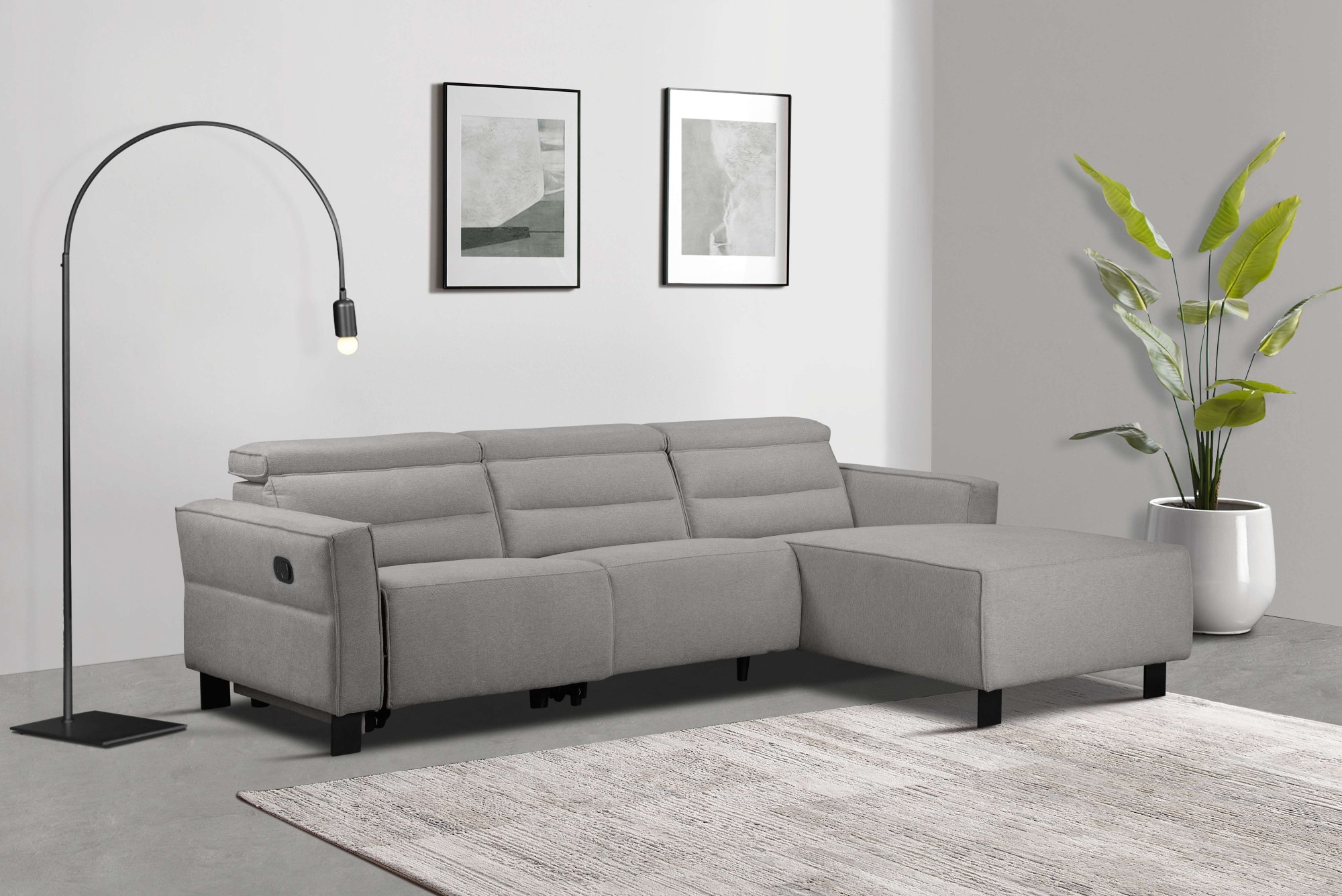 Places of Style Ecksofa »Carpari, L-Form, 263 cm, manuelle o. elektrische Relaxfunktion,«, USB A/C und Kopfteilverstellg