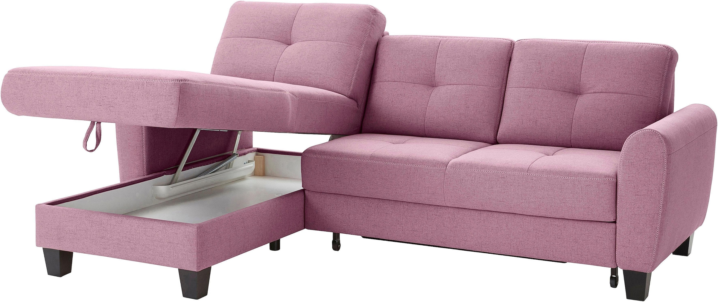 sit&more Ecksofa »Varese L-Form«, mit Federkern, wahlweise mit Bettfunktion und Stauraum
