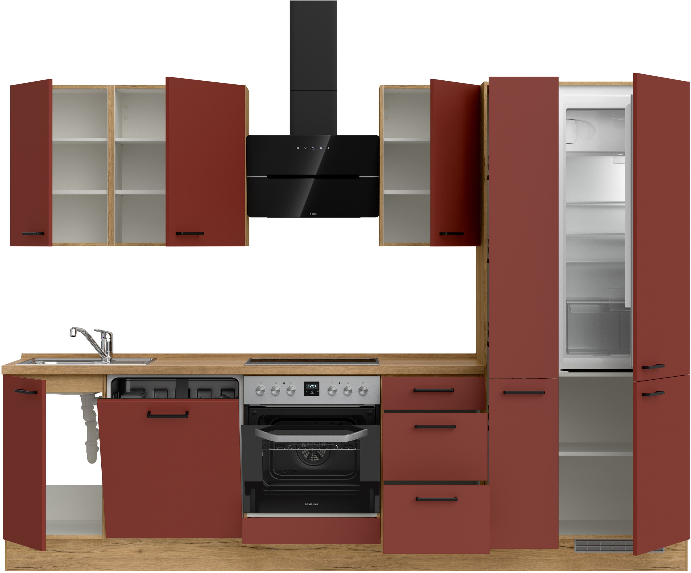 nobilia® Küchenzeile »"Easytouch II"«, vormontiert, Ausrichtung wählbar, Breite 300 cm, wahlw. mit E-Geräten