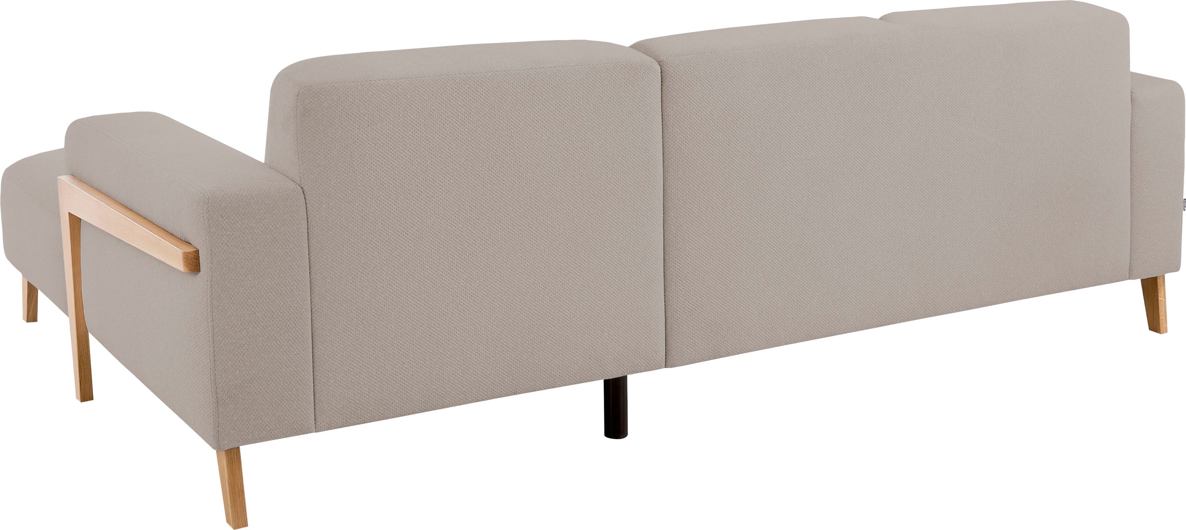 exxpo - sofa fashion Ecksofa »Starr Scandic Design, tolle Verarbeitung, bequem, Sichtholz am Armteil«, L-Form, wahlw. elektrische Sitztiefenverstellung, Massivholzfüße