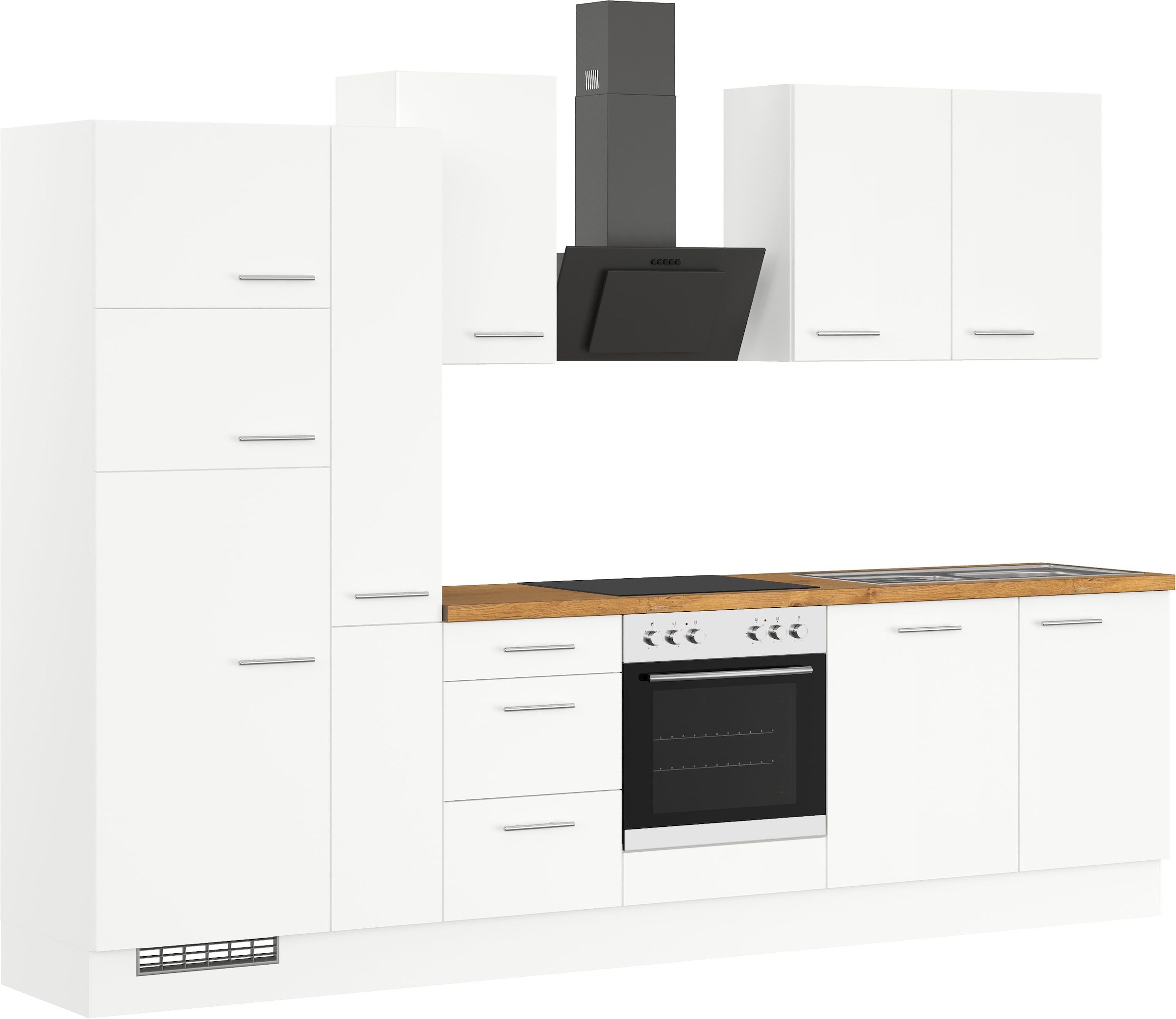IMPULS KÜCHEN Küchenzeile »"Valencia", Ausrichtung wählbar, Schubkästen mit Soft-Close,«, vormontiert, wahlweise mit E-Geräten, Breite 310 cm