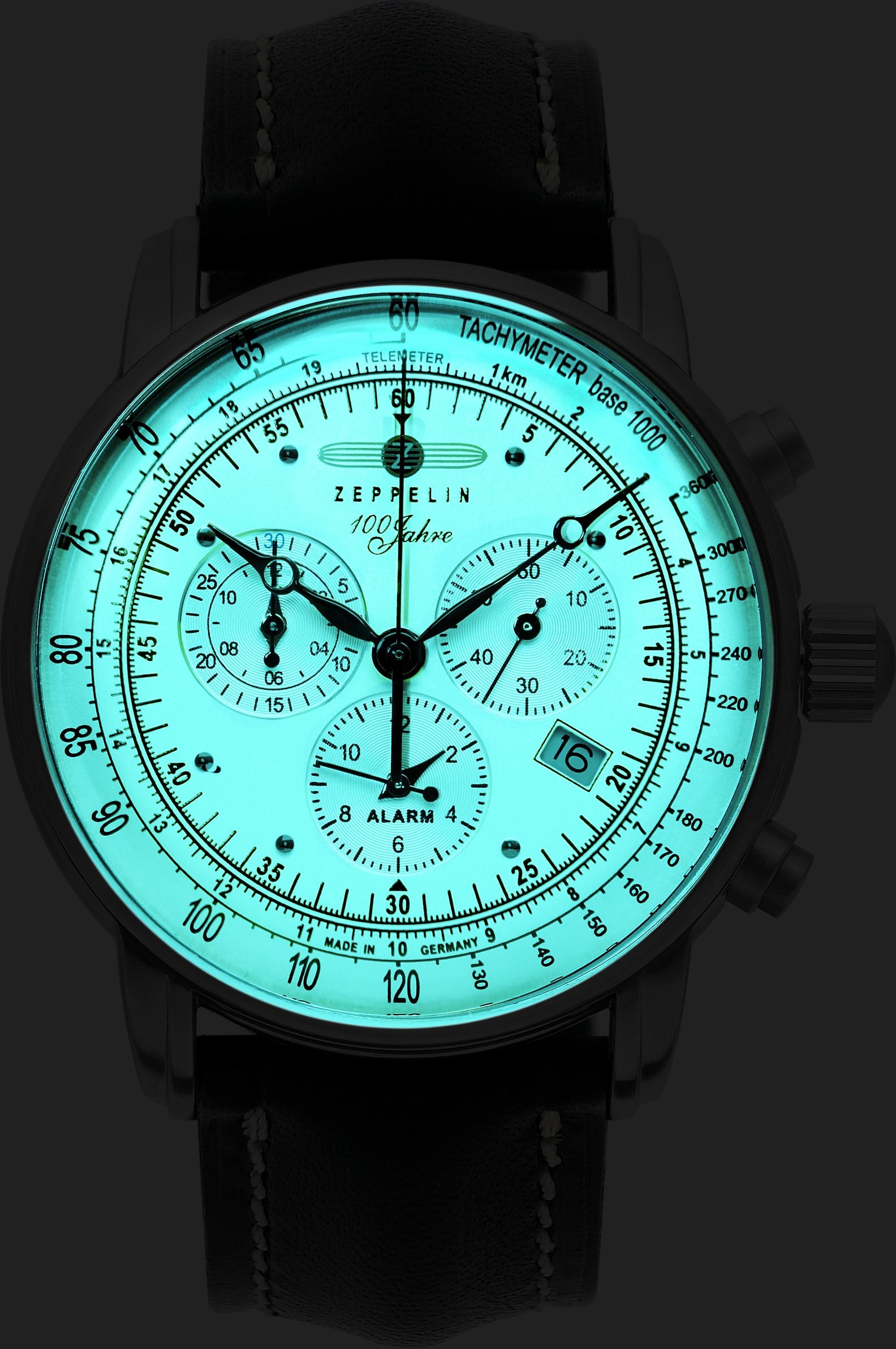 ZEPPELIN Chronograph »100 Jahre« Armbanduhr, Quarzuhr, Herrenuhr, Datum, Stoppfunktion, Made in Germany