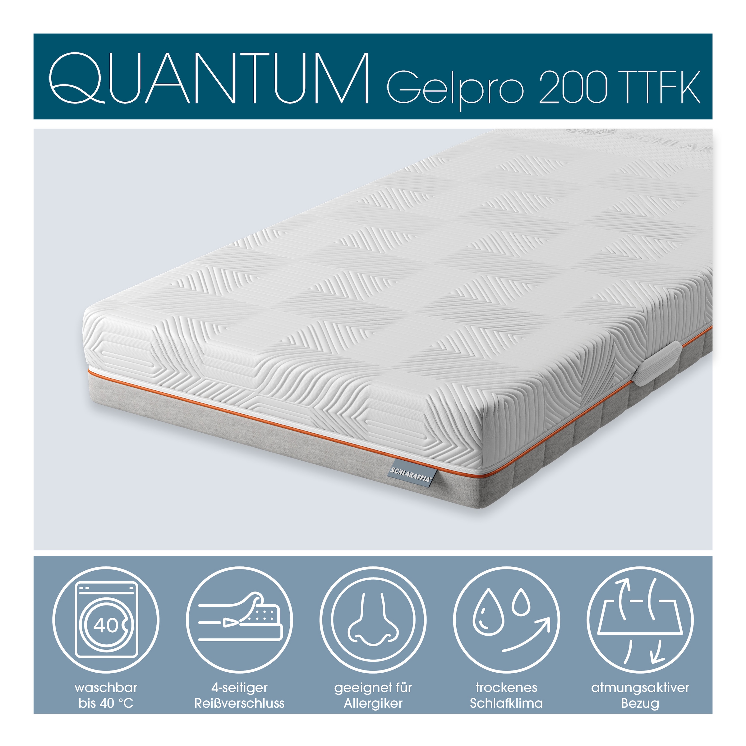 Schlaraffia Taschenfederkernmatratze »Matratze, 7 Zonen, GelPro Quantum 200, Taschenfederkern« 20 cm hoch 1.000 Federn 1 Stk. tlg. 1000er Federkern (bei 100x200cm), Gelschaumauflage, atmungsaktiv