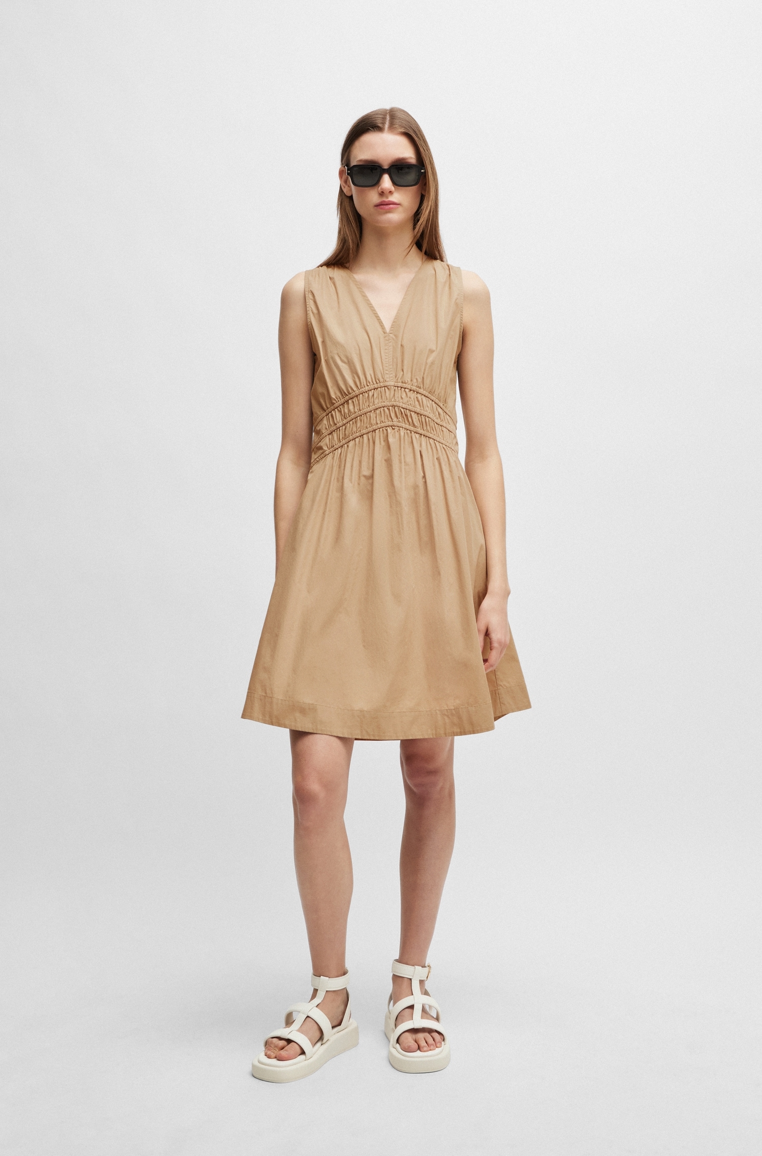 BOSS ORANGE A-Linien-Kleid »C_Dizzi_3 Premium Damenmode«, mit Raffungen