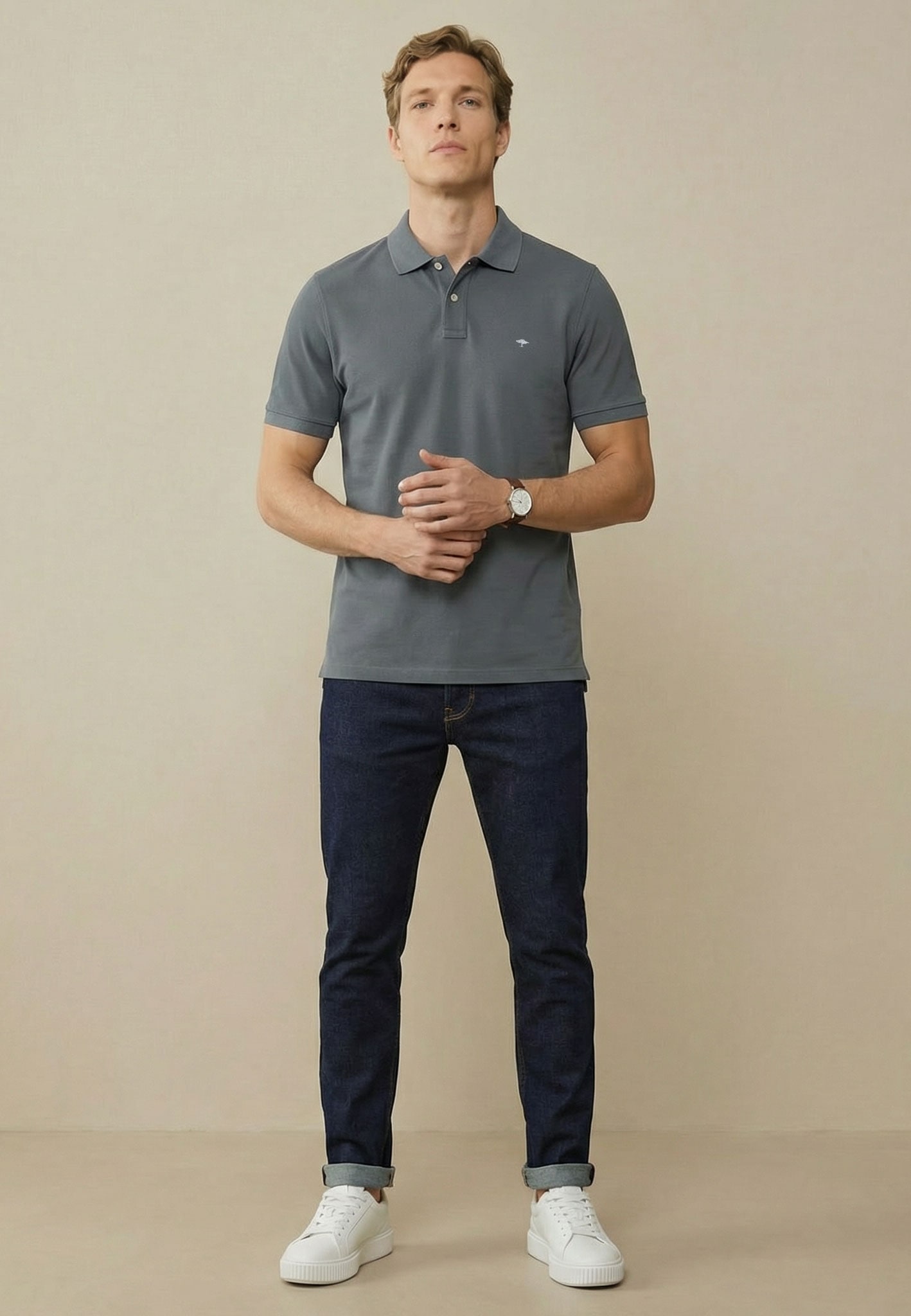 FYNCH-HATTON Poloshirt normale Passform, mit 2-Knopf-Polokragen, aus Baumwolle