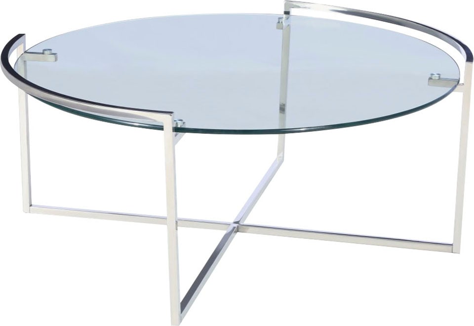 Leonique Couchtisch »Paula«, Runder Couchtisch, Silber, Chrom, Glasplatte, günstig online kaufen