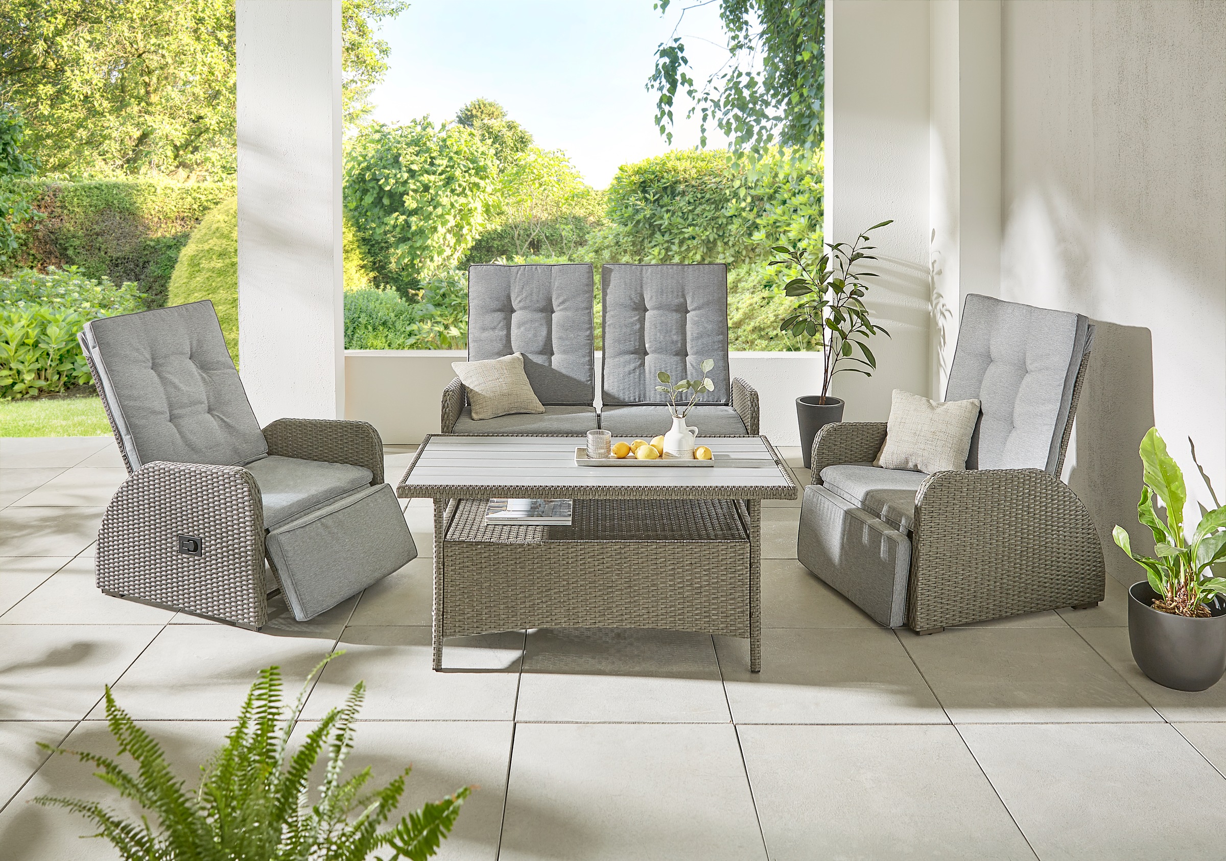 KONIFERA Gartenlounge-Set »Vigo« Set, 2x Sessel, 1x 2er Sofa, 1x Tisch 120x günstig online kaufen