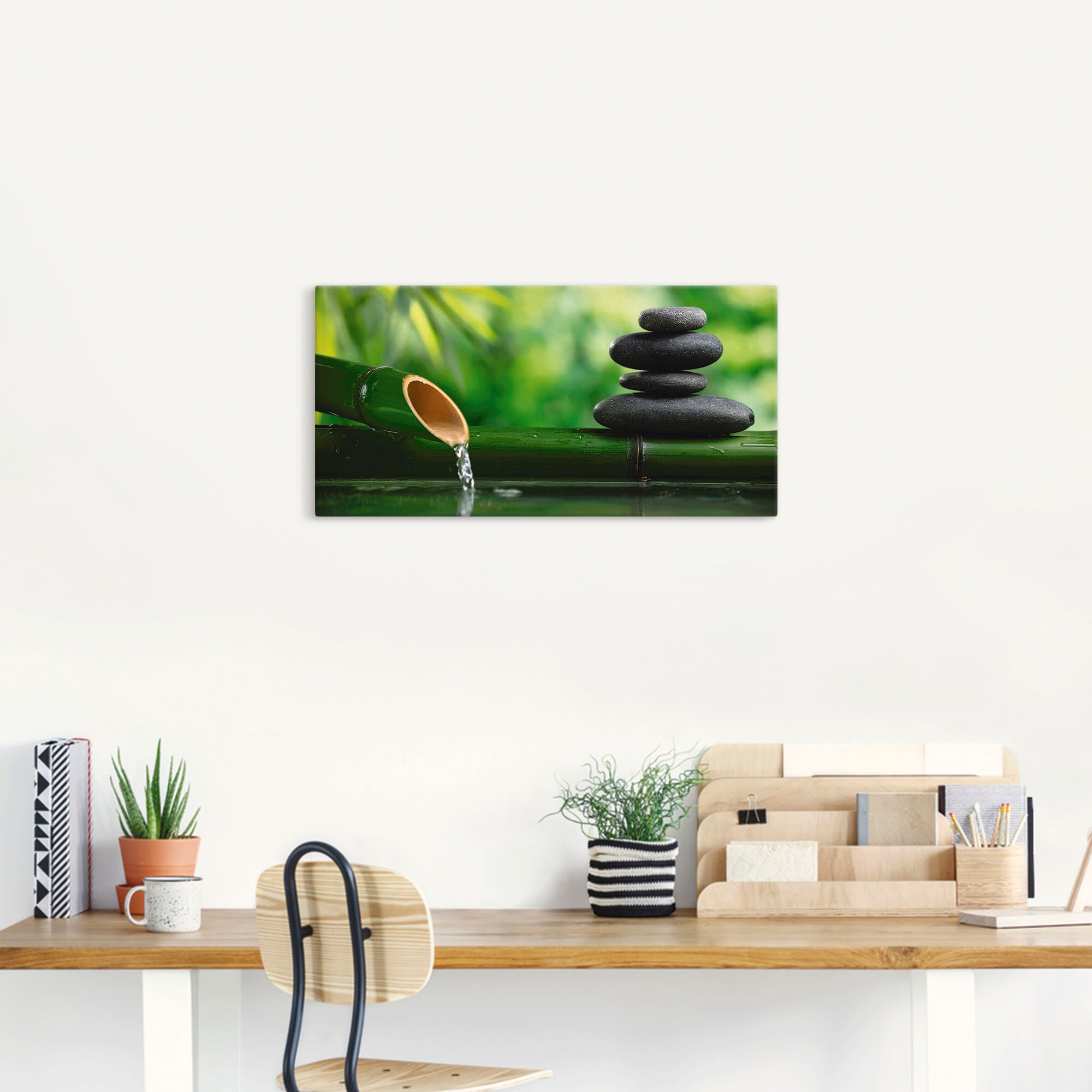 Artland Leinwandbild »Bambusbrunnen und Zen-Stein« Zen 1 Stk. tlg. auf Holz günstig online kaufen