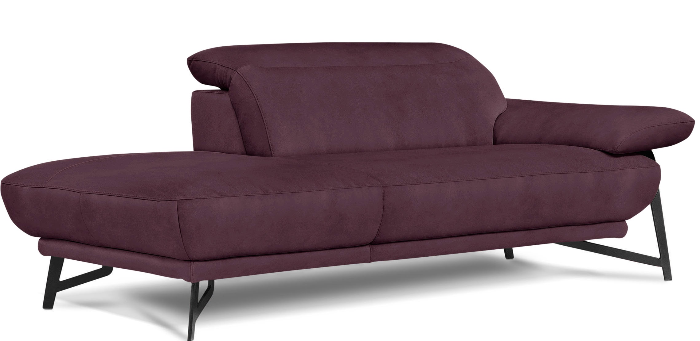 Egoitaliano Sofa »Anais, Design mit hohem Sitzkomfort, Fußfarbe schattengrau«, Set, Kopfteil verstellbar, Luxus-Microfaser, plum