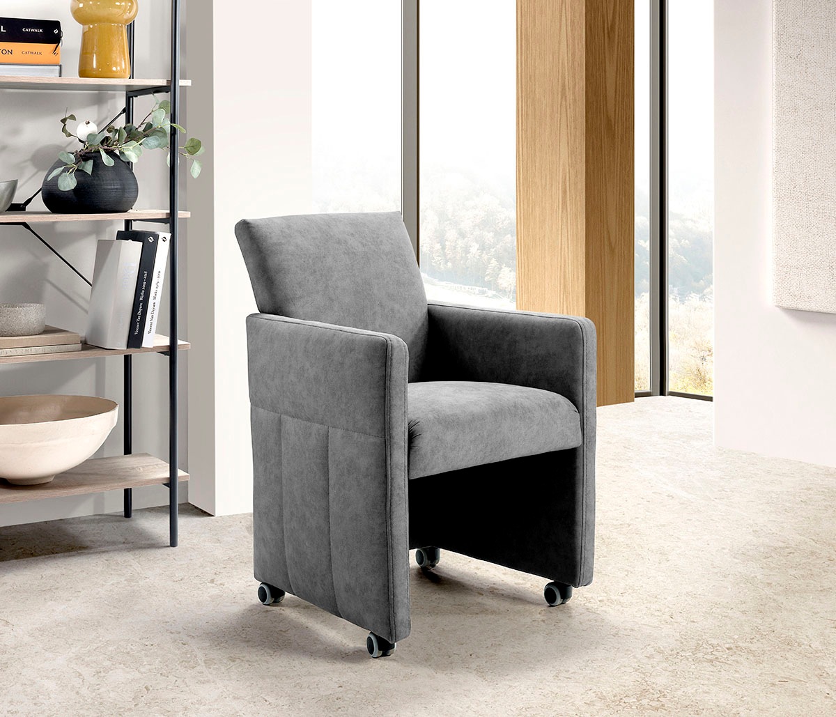 exxpo - sofa fashion Esszimmersessel, Loungesessel auf Rollen, schmale Arml günstig online kaufen