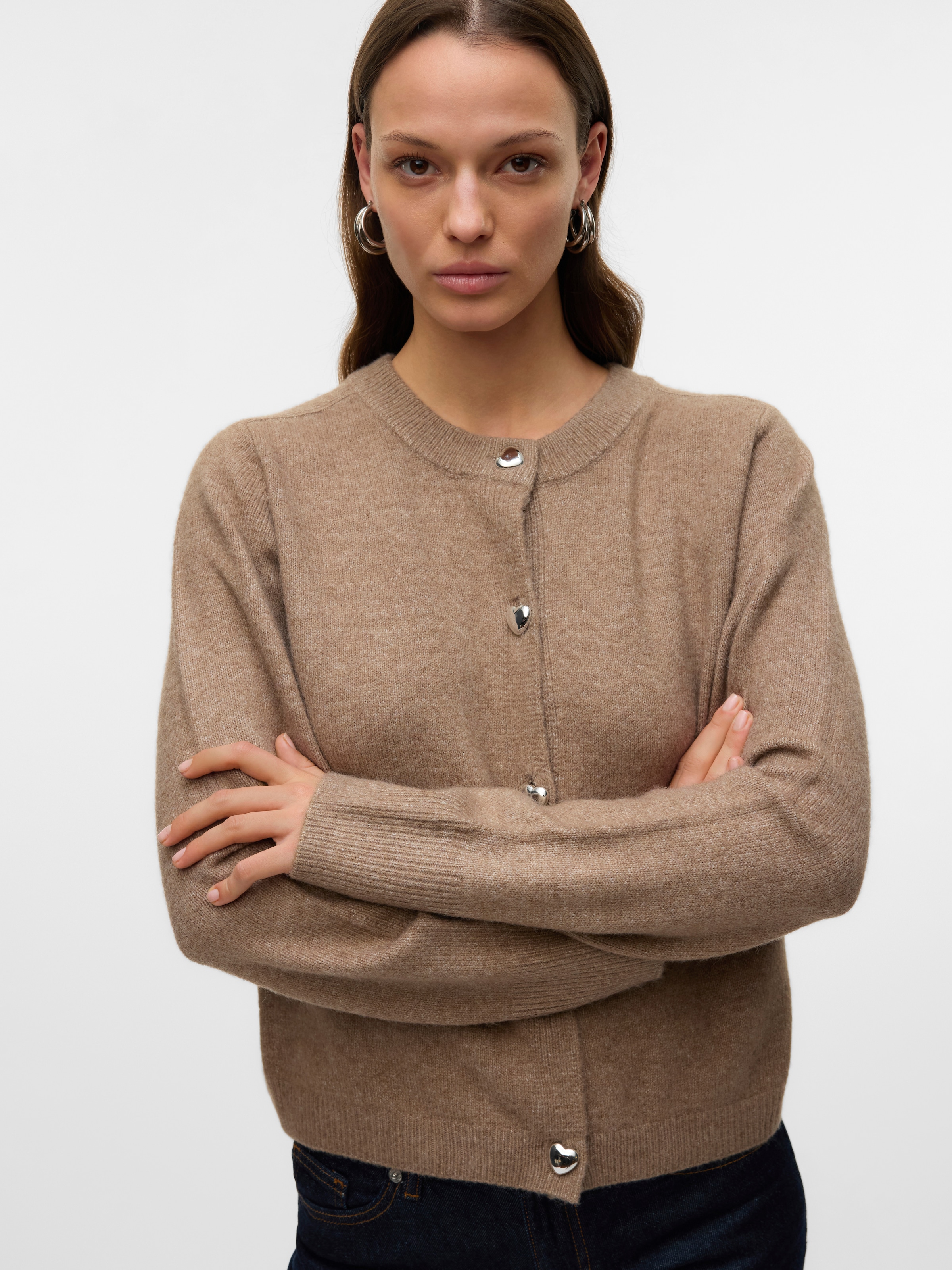 Vero Moda Strickjacke »VMFIONA LS SHORT BUTTON CARDIGAN GA BOO«, mit Knopfleiste