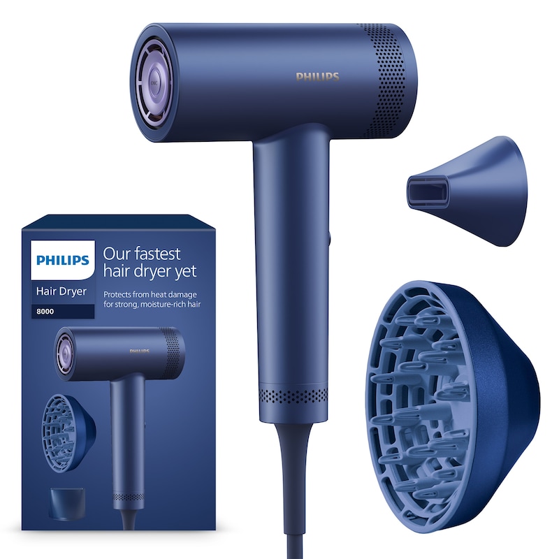 PHILIPS Haartrockner »Series 8000 BHD839/10« 1.400 W 2 Aufsätze mit ThermoShield Technologie, 4 Hitze- und 3 Geschwindigkeitsstufen Meeresblau...