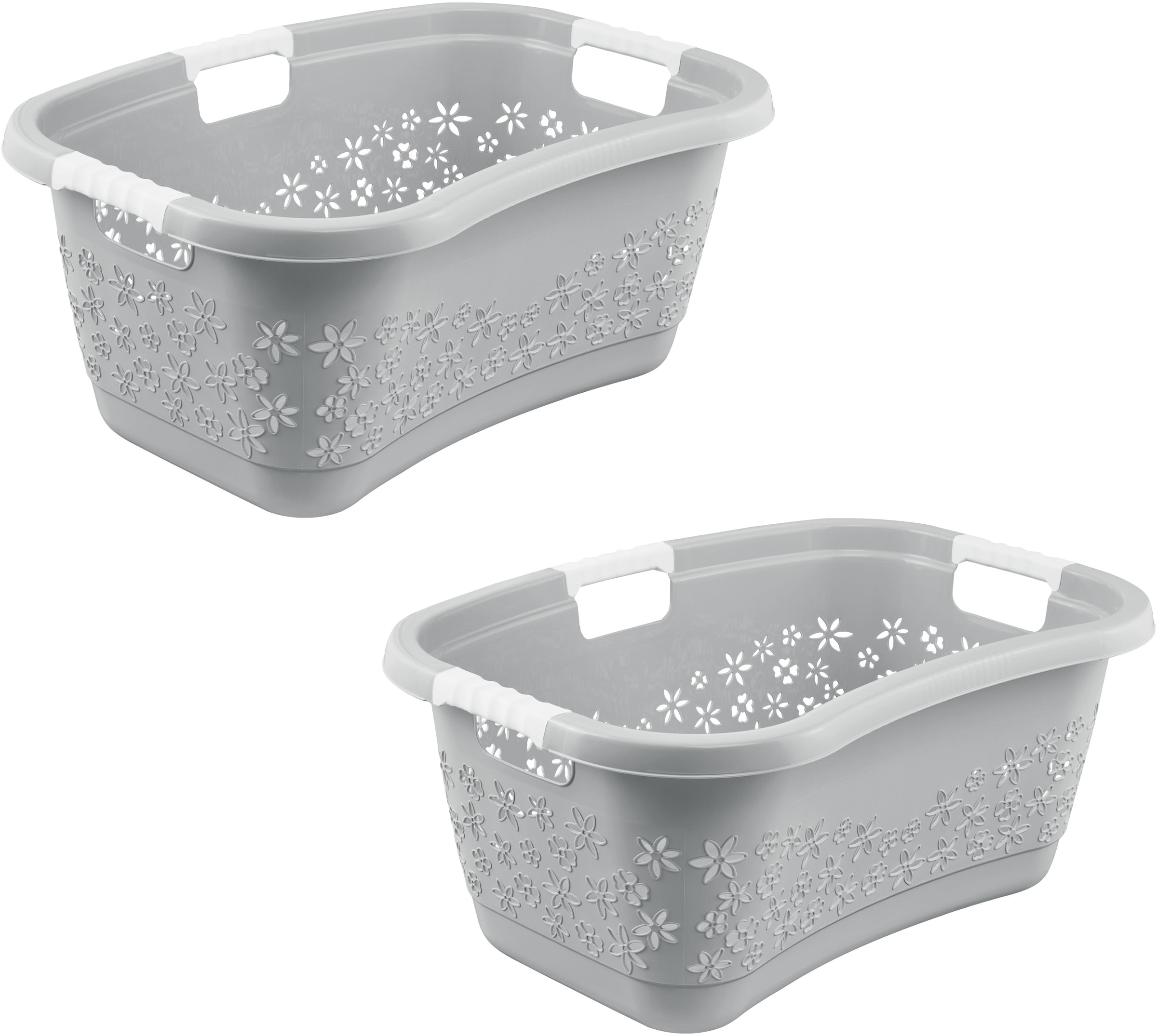 keeeper Wäschekorb »lasse, 2er Set, Korb mit Softgriffen, 65 x 45 x 28 cm, 50 l« ergonomische Form, komfortable Softgriffe, Hüftstütze
