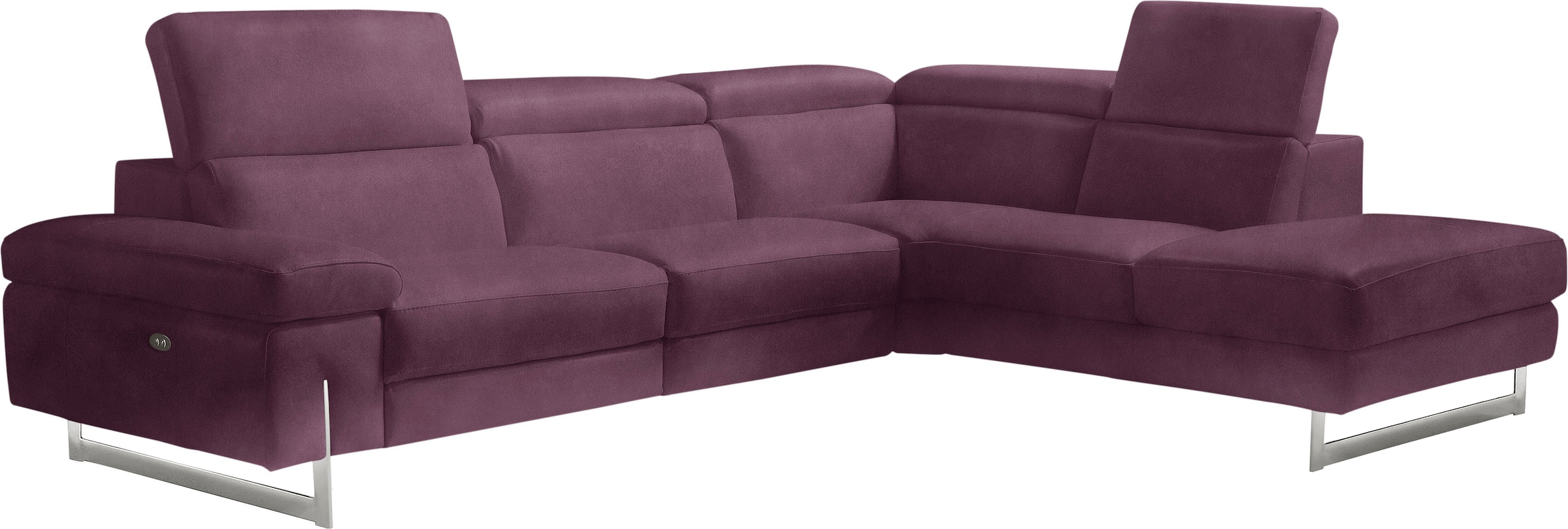 Egoitaliano Ecksofa »Candice, elegant, edel und bequem, erstklassiger Sitzkomfort, L-Form«, inkl. 2 elektrischer Relaxfunktionen, Bedienung über Taste an Armlehne