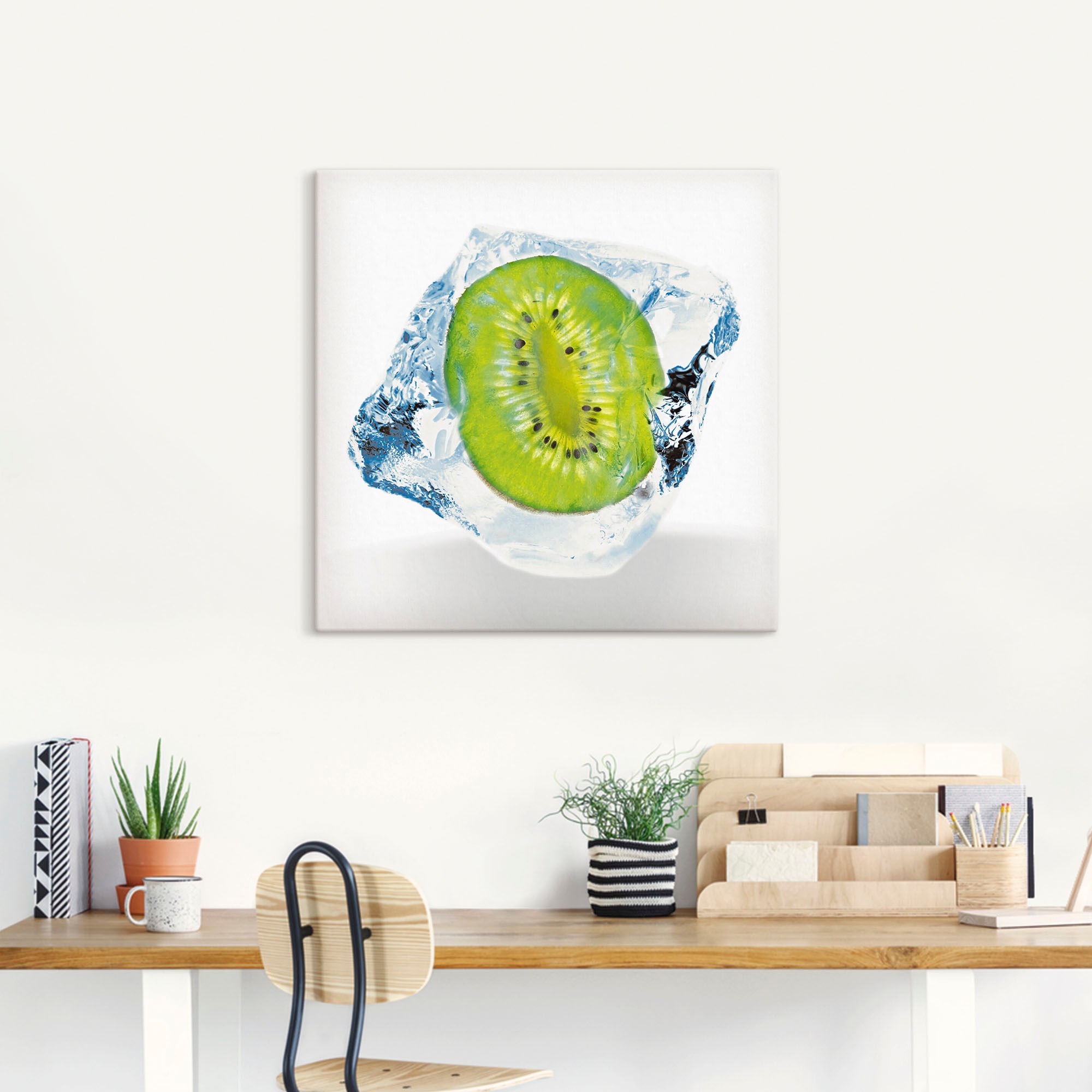 Artland Leinwandbild »Kiwi im Eiswürfel«, Lebensmittel, (1 St.), auf Keilrahmen gespannt