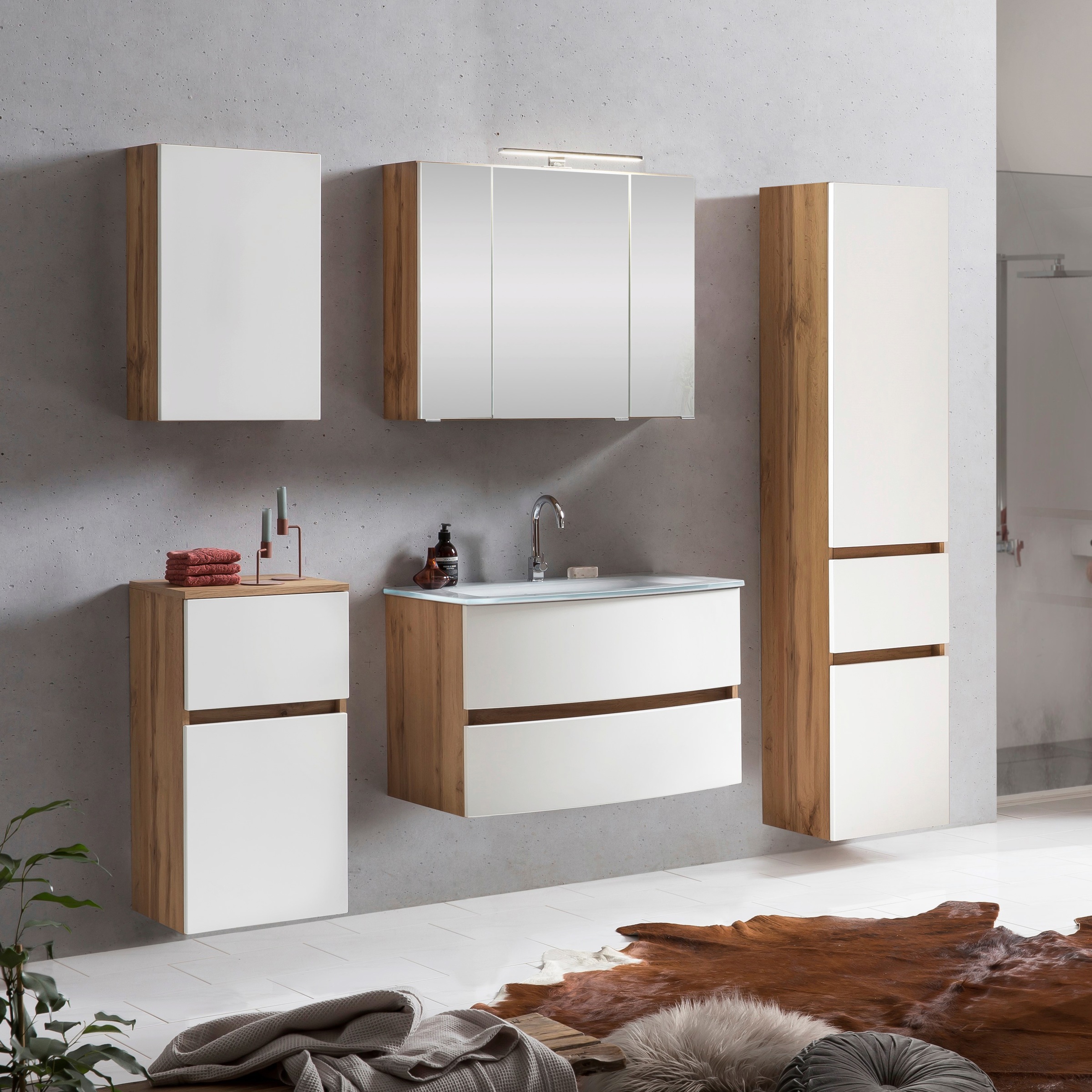 welltime Badezimmer-Set »Kaunas« Set, 5 Stk. tlg. bestehend aus Waschtisch- günstig online kaufen