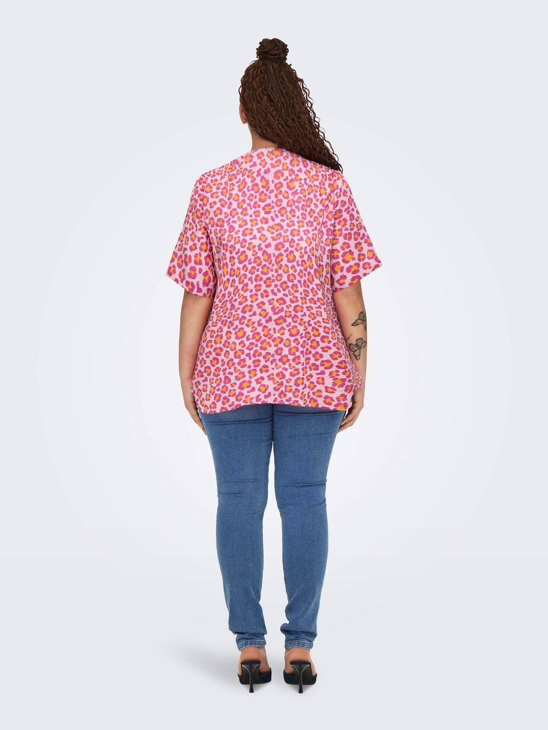 ONLY CARMAKOMA Kurzarmbluse »CARTHYRA LIFE S/S BUTTON TOP WVN«