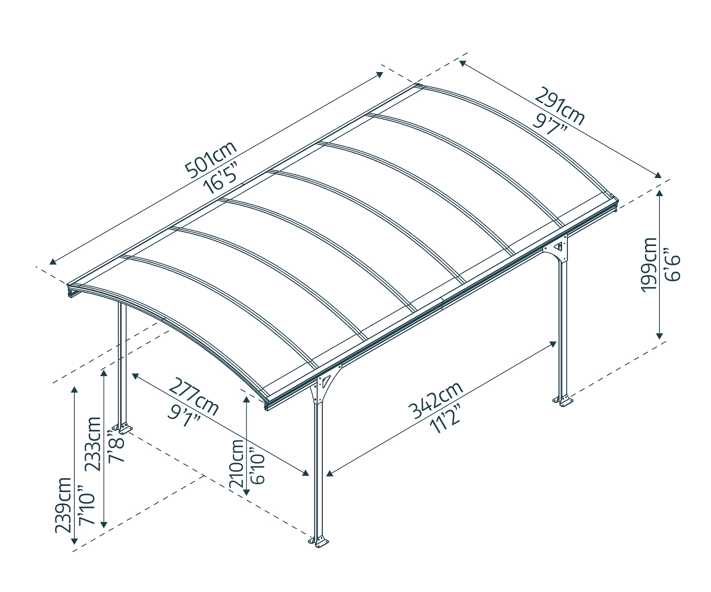 Palram - Canopia Einzelcarport »Vitoria«, Aluminium, 277 cm, Anthrazit, 100% UV-geschützt