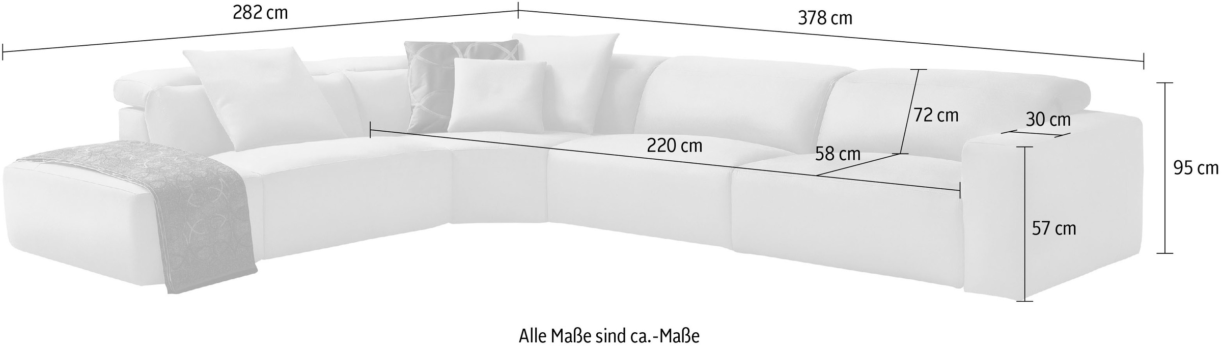 Egoitaliano Ecksofa »Beverly, extravangantes Designsofa mit erstklassigem Sitzkomfort« wahlweise mit elektrischer Relaxfunktion, Kopfteilverstellung