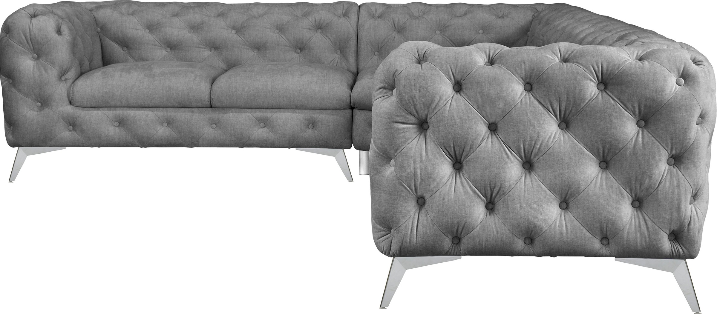 Leonique Chesterfield-Sofa »Ecksofa GLYNIS L-Form mit Wellenunterfederung, günstig online kaufen