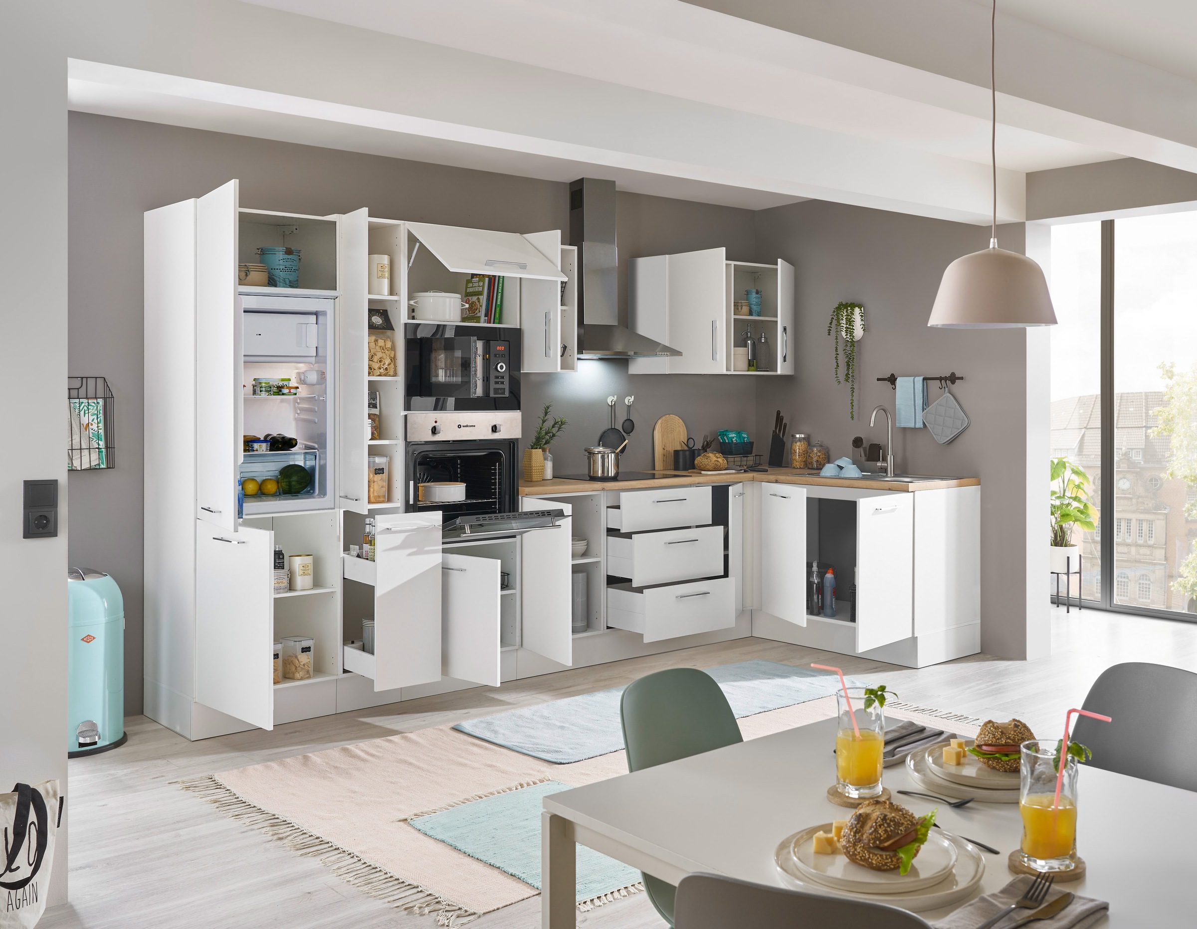 BASIC by Balculina Winkelküche »Turin«, Stellbreite 360x175 cm, wahlweise mit E-Geräten