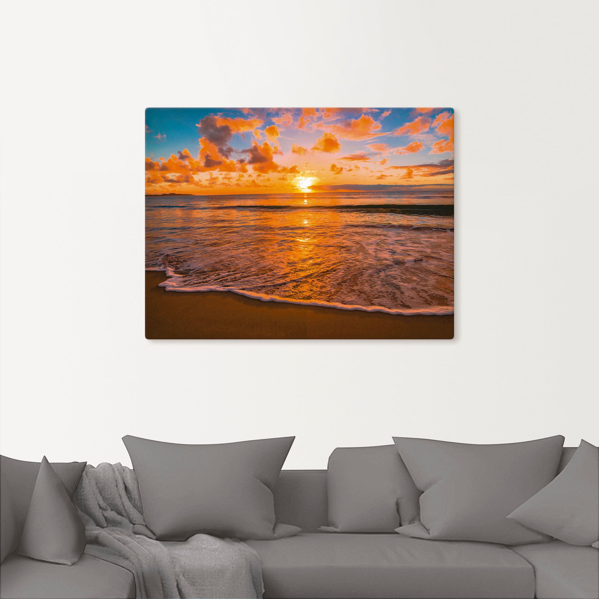 verschied. Strand«, Leinwandbild, in »Sonnenuntergang am & Artland Größen Rechnung als -untergang, (1 auf Poster Wandbild kaufen St.), Sonnenaufgang