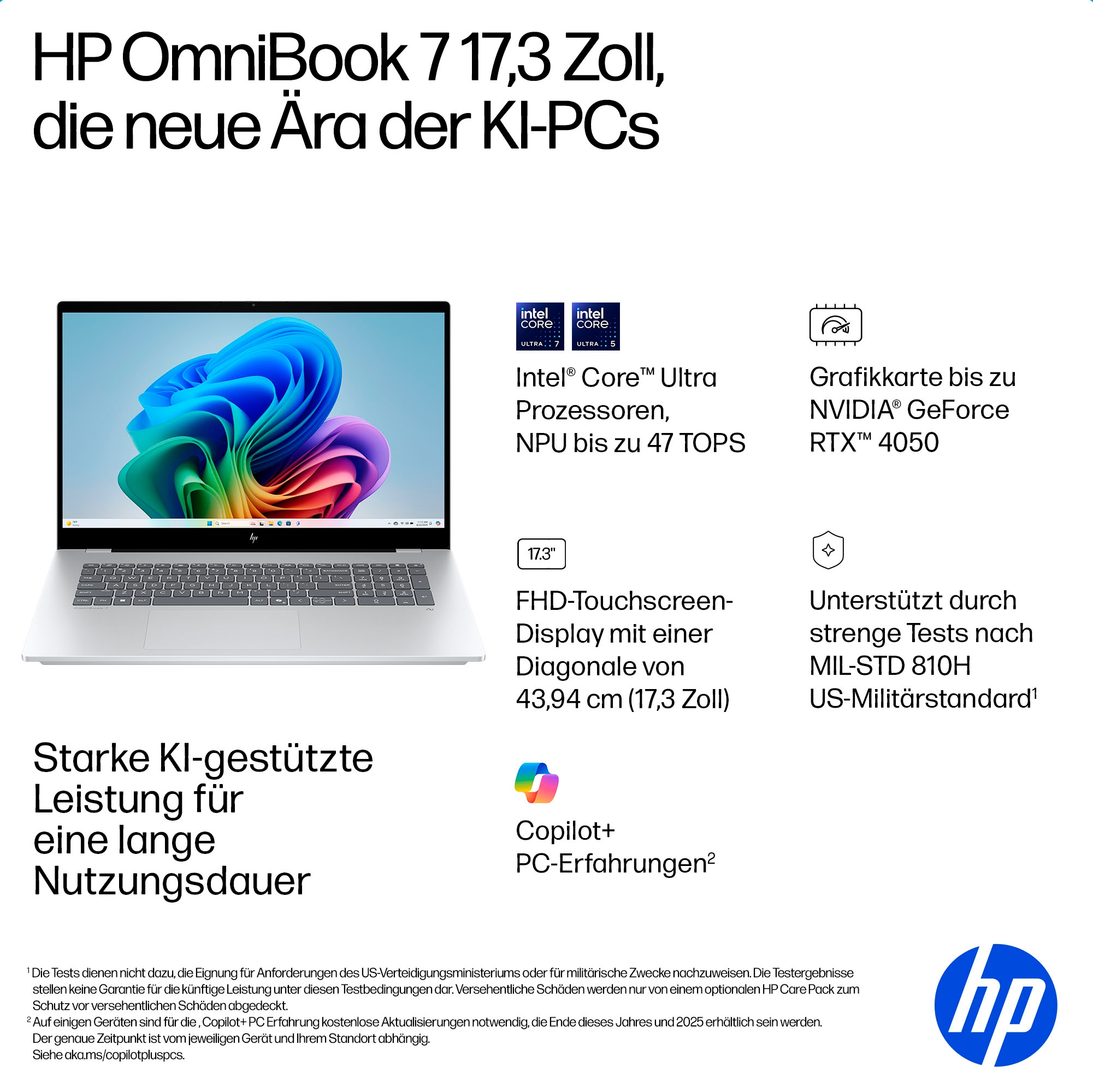 HP Notebook »OmniBook 7 NGAI 17-dc0550ng« 43,9 cm / 17,3 ″ Intel Core Ultra 5 ARC 130V 512 GB SSD