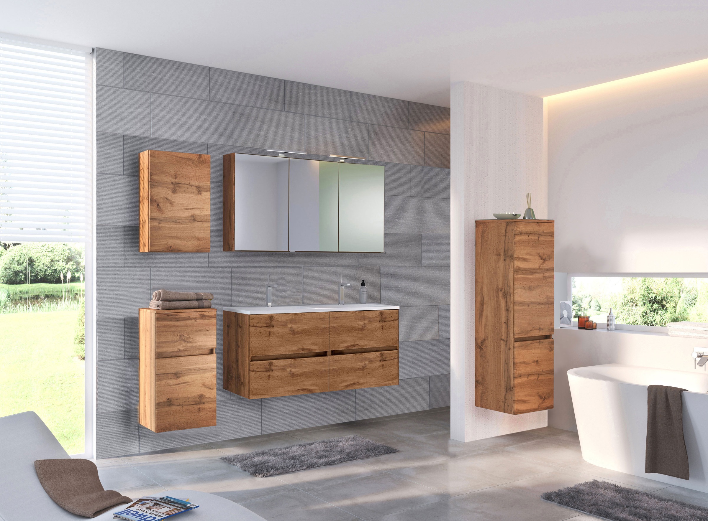 welltime Badmöbel-Set »Welltime Möbel Baabe Waschtisch-Set 3tlg. oder 5tlg. günstig online kaufen