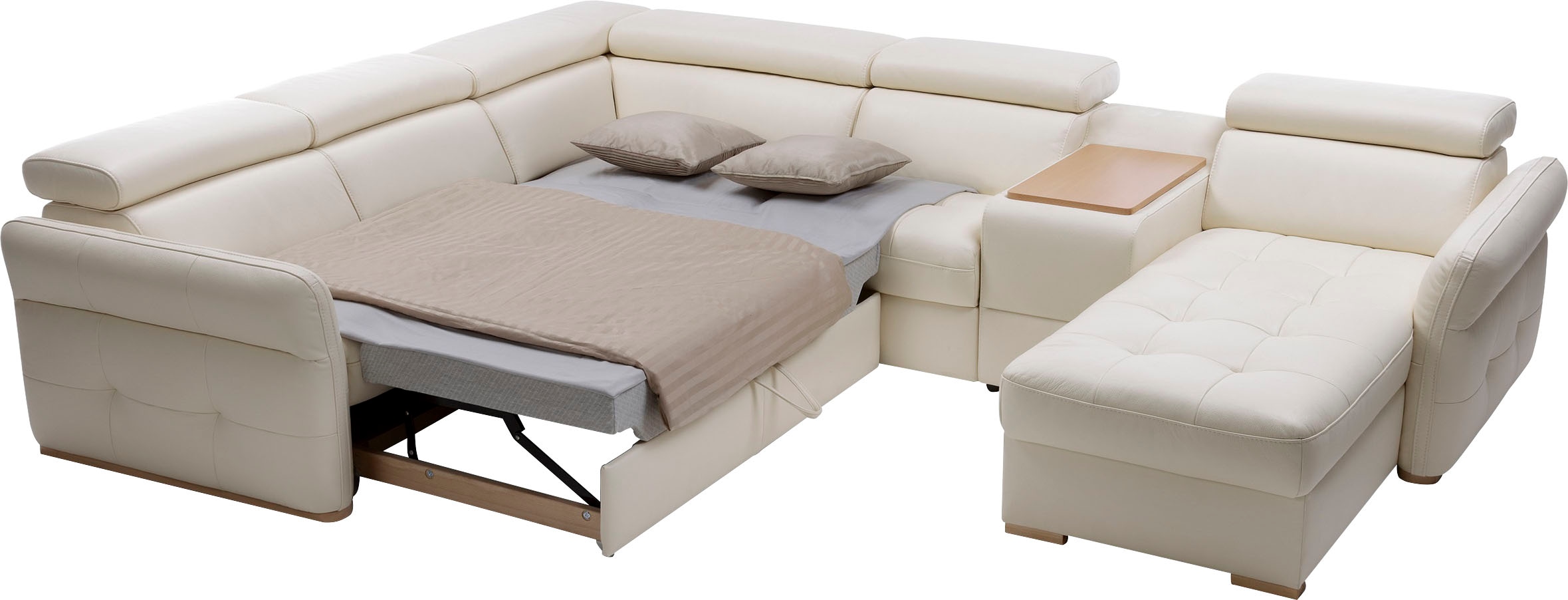 exxpo - sofa fashion Wohnlandschaft »Massimo, Familien Sofa mit viel Platz, Lederbezug, bequem, komfortabel«, U-Form, inkl. Bettfunktion, Bettkasten, elektr. Relaxfunktion