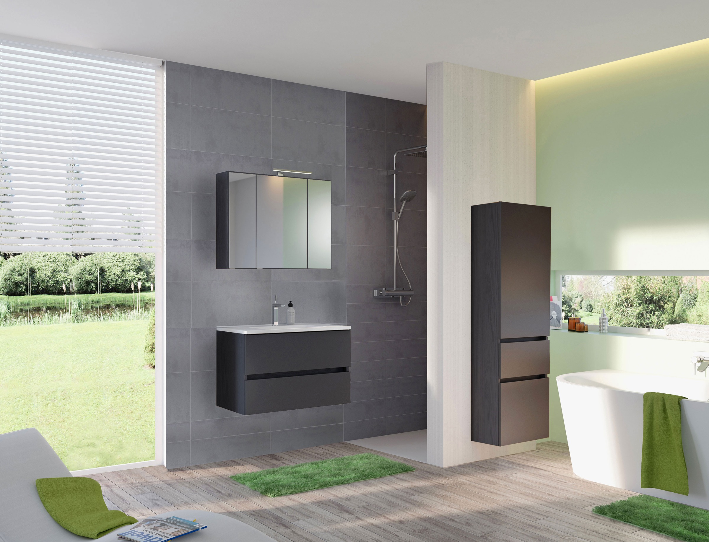 welltime Badmöbel-Set »Welltime Möbel Baabe Waschtisch-Set 3tlg. oder 5tlg. günstig online kaufen