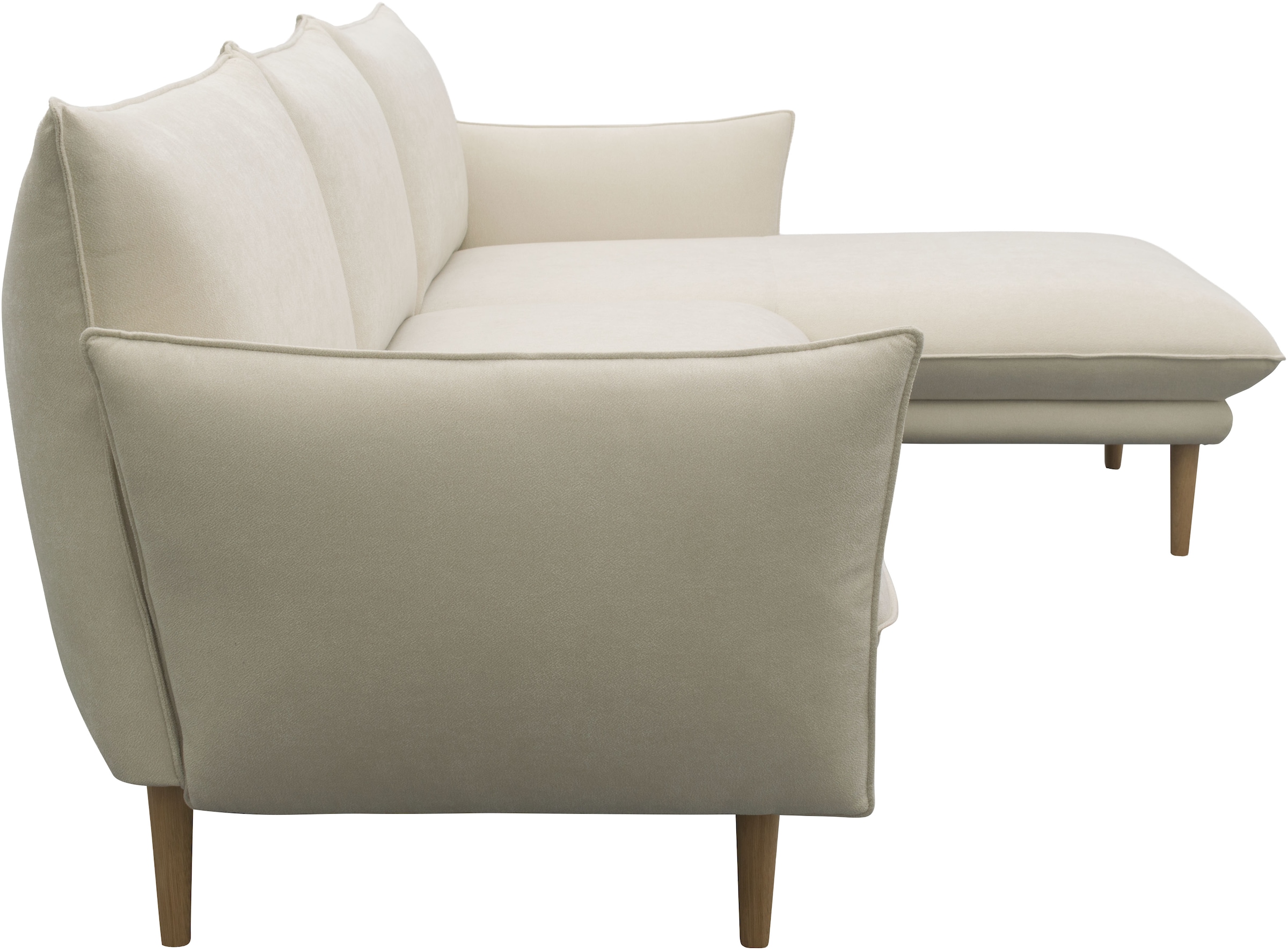 DOMO collection Ecksofa »Leuven modern mit schmalen Armlehnen, Breite 282 cm, L-Form« angenehm feste Polsterung, bodenfrei, 19 cm hohe Holzfüße