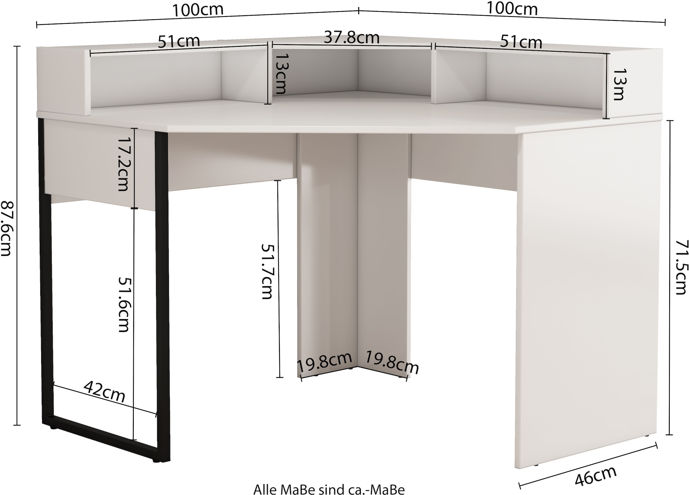 OTTO home Eckschreibtisch »Moid« Set,  mit Schreibtischaufsatz, modernes Design, B. 100 cm