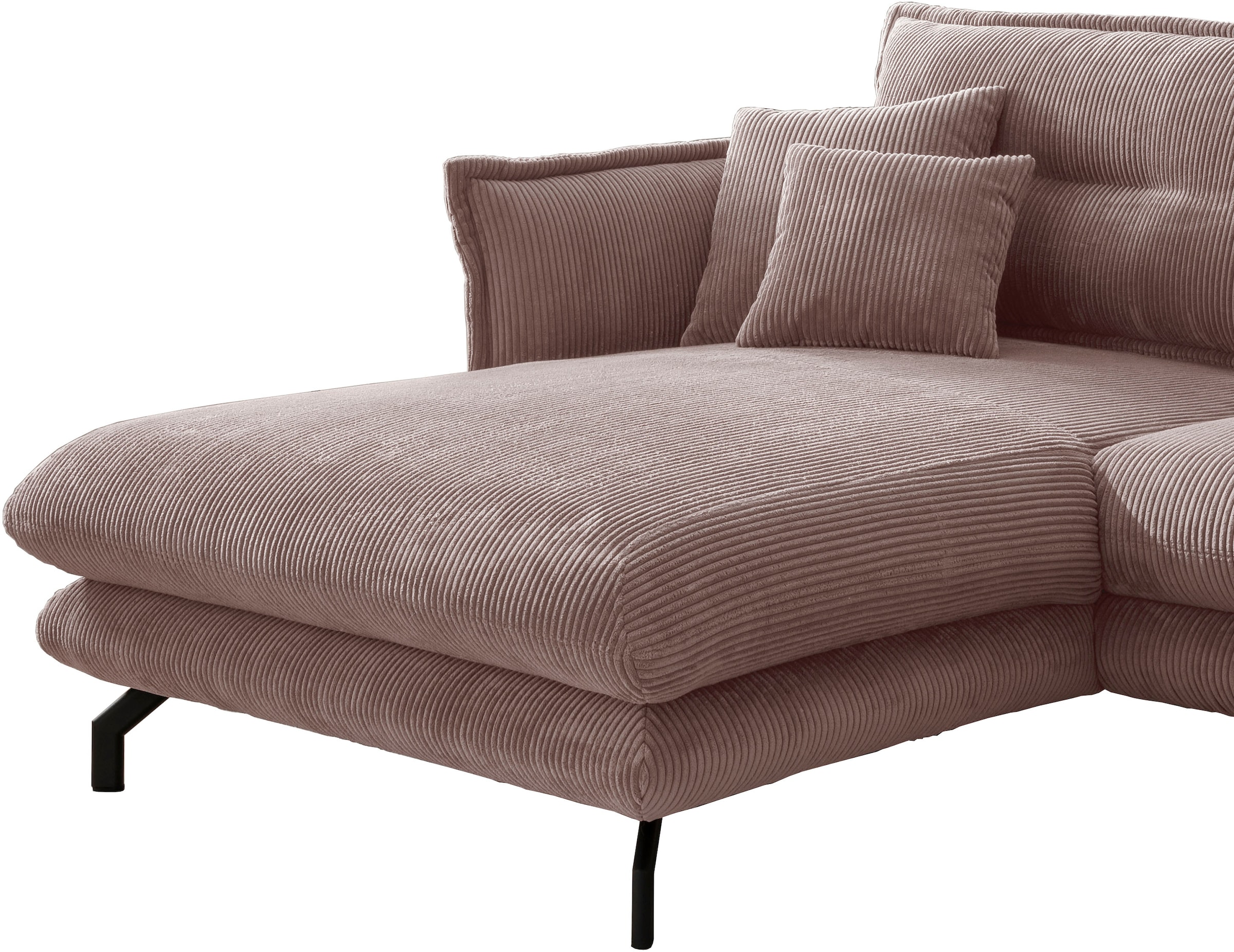 Home affaire Ecksofa »Lazio modern und bequem, schmale Armlehnen, tolle Detailverarbeitung« zwei verschiedene Fußfarben wählbar