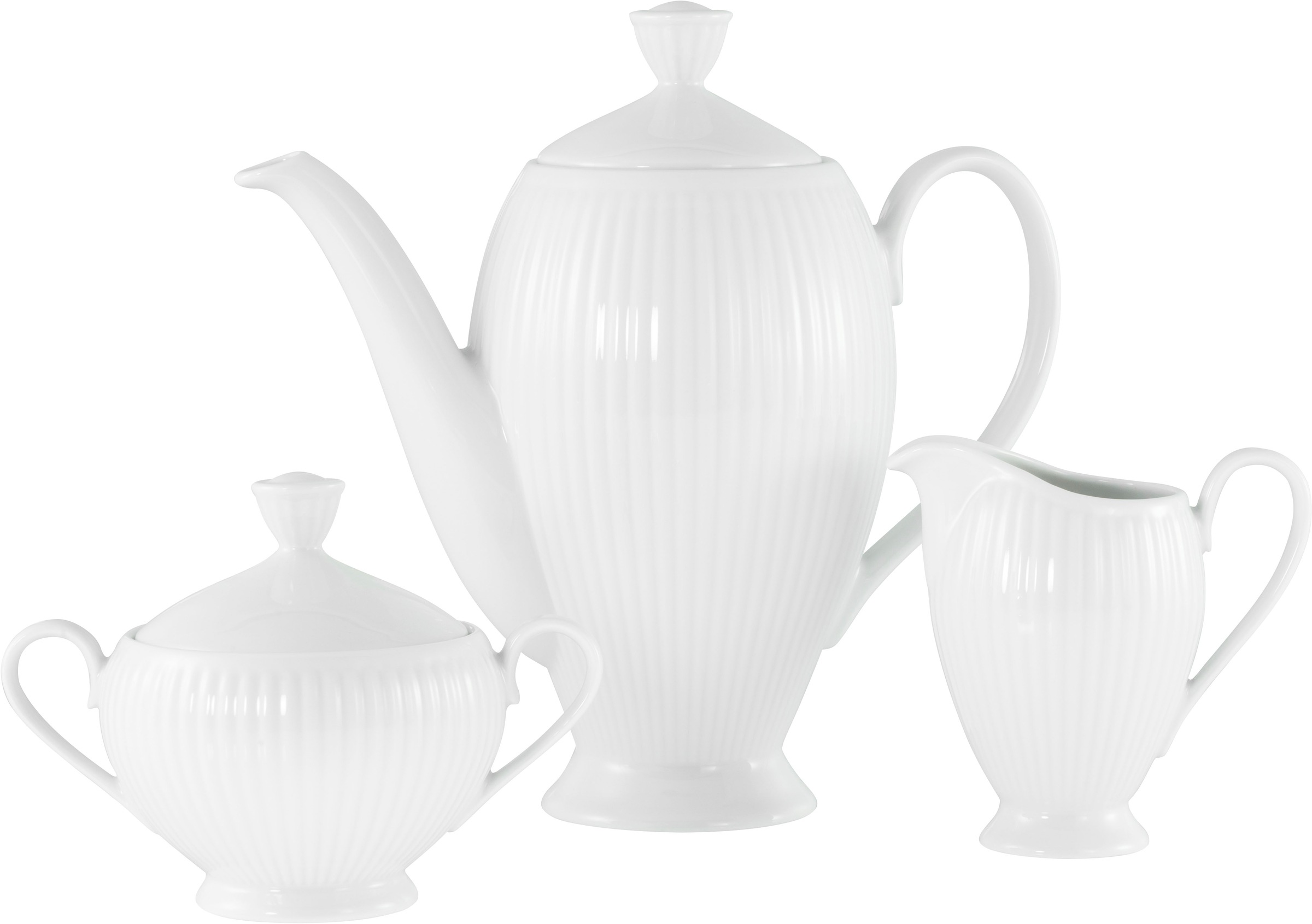 CreaTable Kaffeeservice »Valencia Weiß, Kaffeegarnitur 3-tlg« Elegant, Boho günstig online kaufen