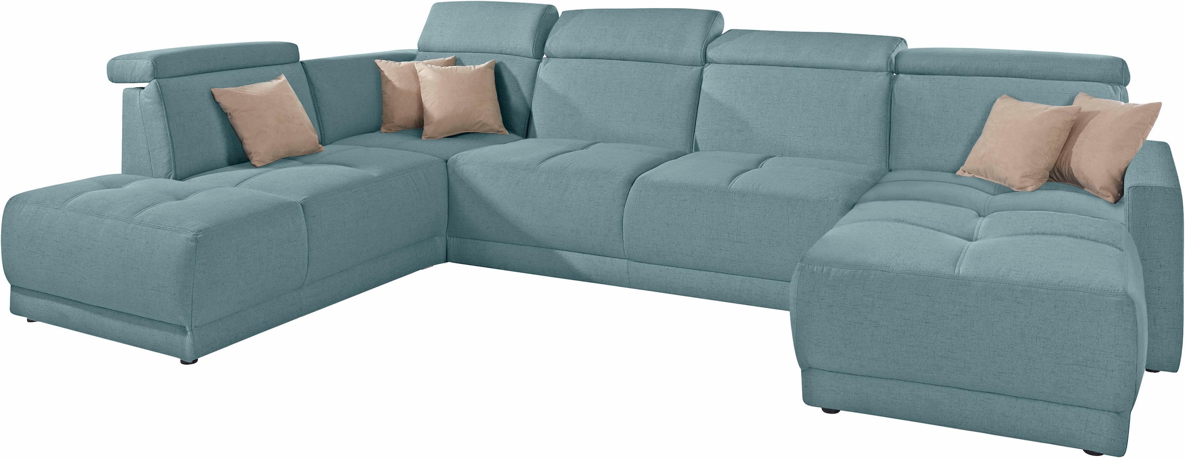 DOMO collection Wohnlandschaft »Ava moderne Sitzheftung mit toller Doppelnaht, komfortabel, U-Form«, mit Federkern, wahlweise mit Kopfteilverstellungen