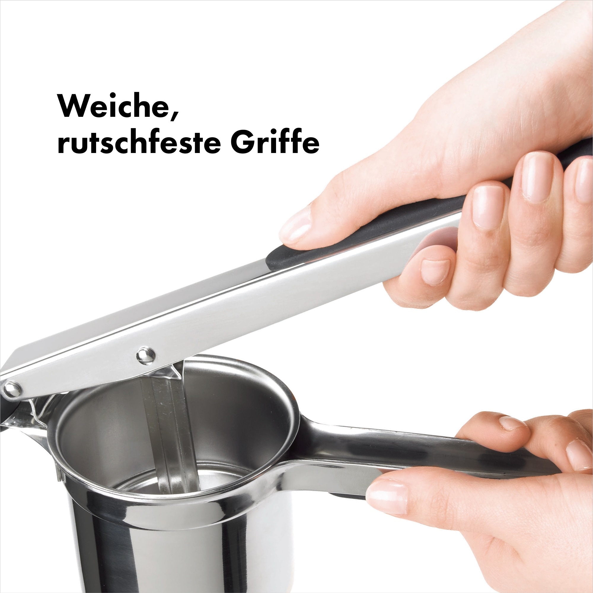 OXO Good Grips Kartoffelpresse Kartoffelstampfer aus robustem Edelstahl