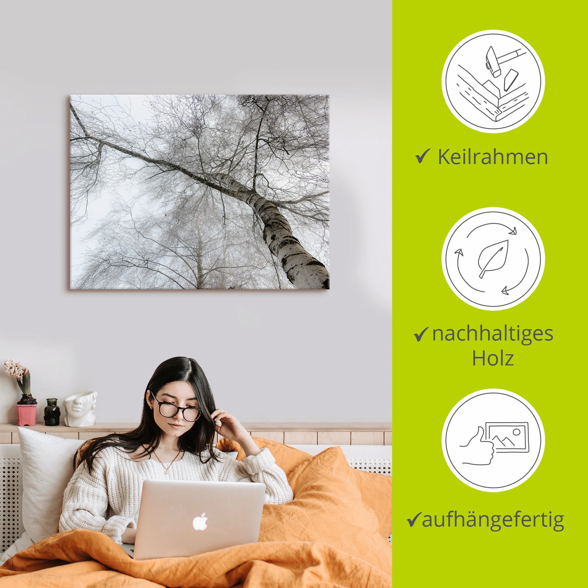 Artland Wandbild »Winter Birke«, Bäume, (1 St.), als Leinwandbild, Wandaufkleber in verschied. Größen