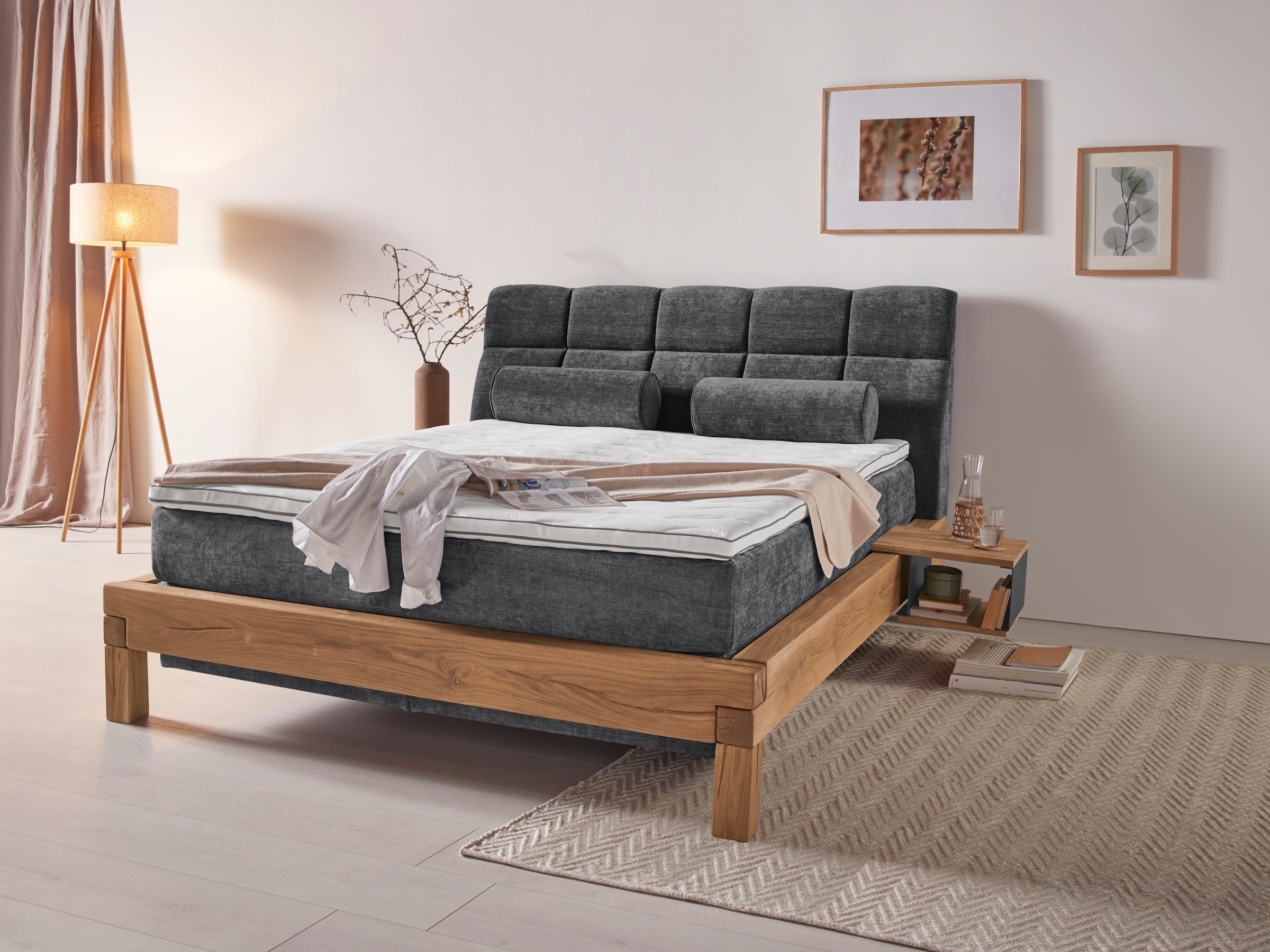 Home affaire Boxspringbett "Villads" Liegefläche: 160/200 cm aus Balkeneich günstig online kaufen