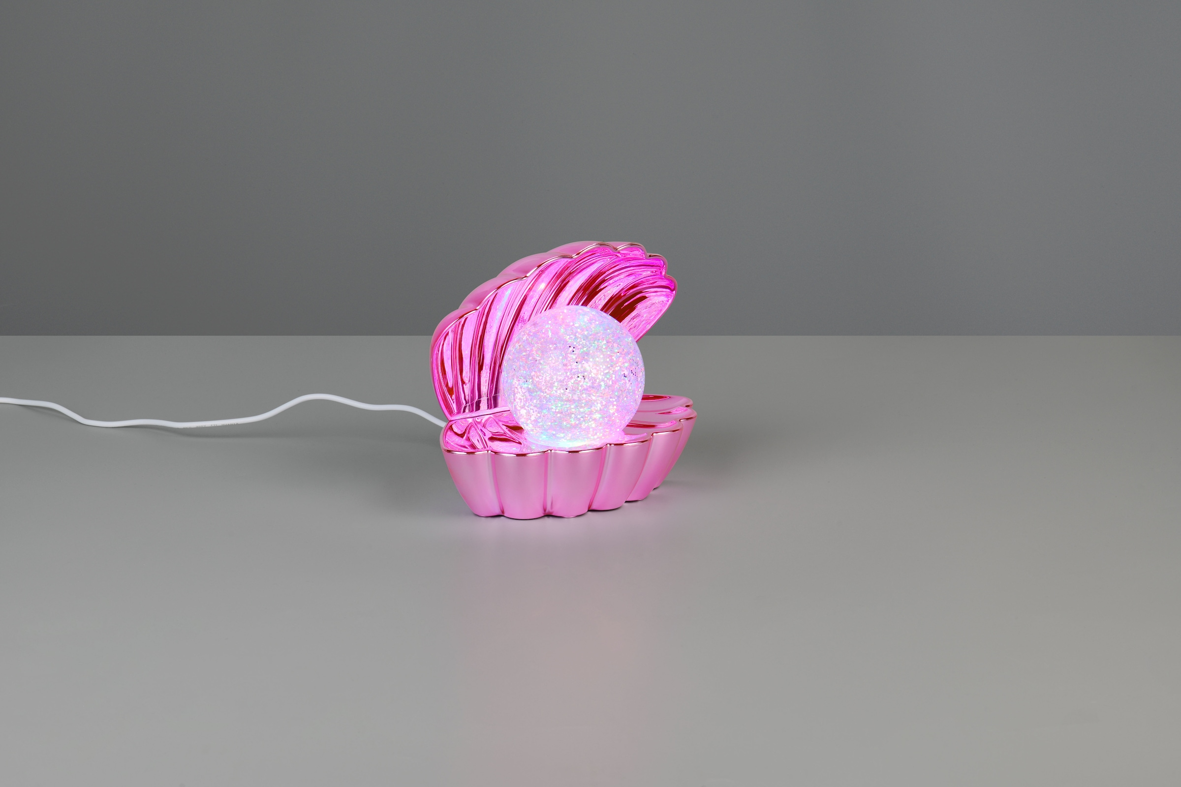 REALITY Leuchten LED Tischleuchte »SHELLY, Deko Tischlampe in Muschelform mit RGB Farbwechsel, 0,8W 15Lm« LED-Board 1 Stk. RGB Muschel Tischlampe mit Glitzerkugel und Farbwechsel inkl USB-Ladekabel