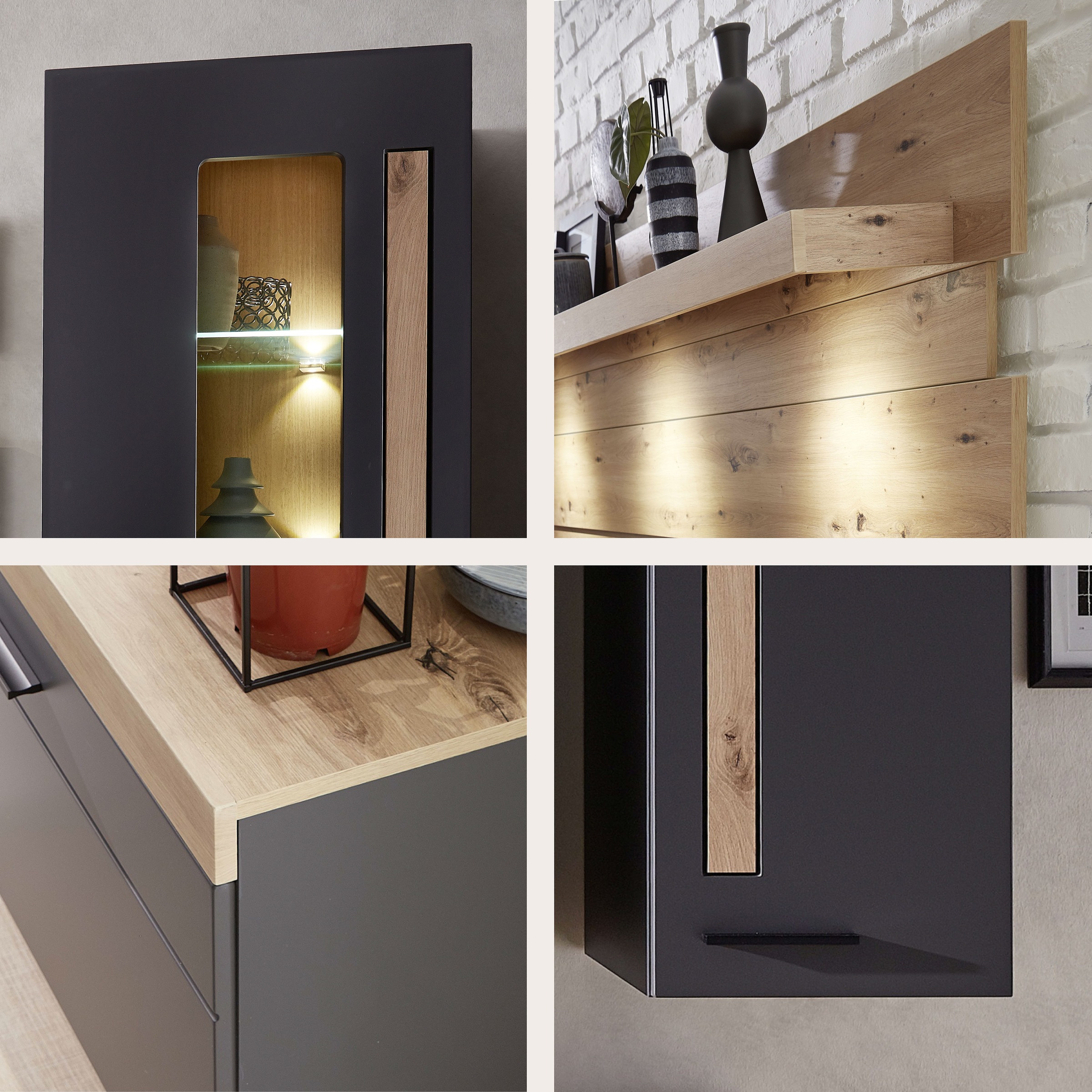 Innostyle Wohnwand »Loft Two, TOPSELLER!«, (5 St., TV-Wand), inkl. LED-Beleuchtung
