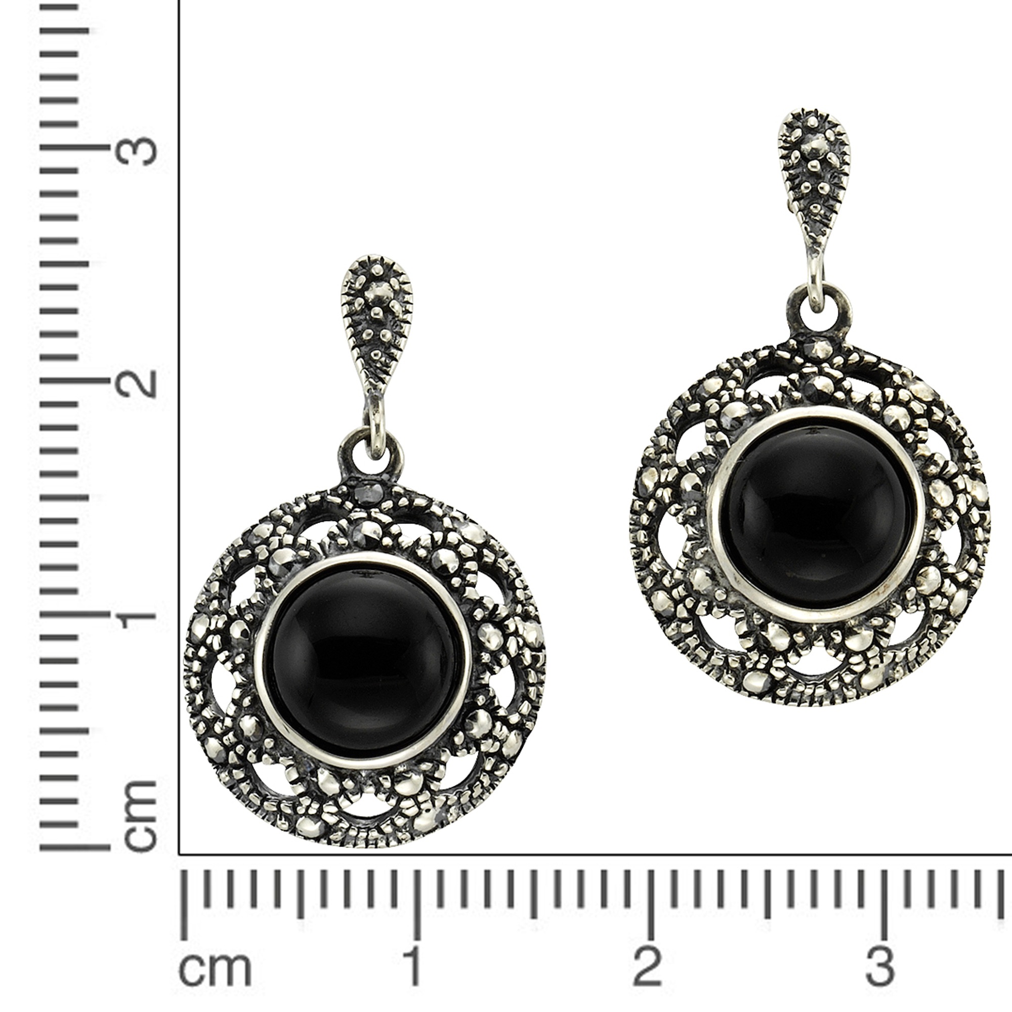 Zeeme Paar Ohrhänger »Silber 925 oxydiert mit schwarzem Achat 8mm«