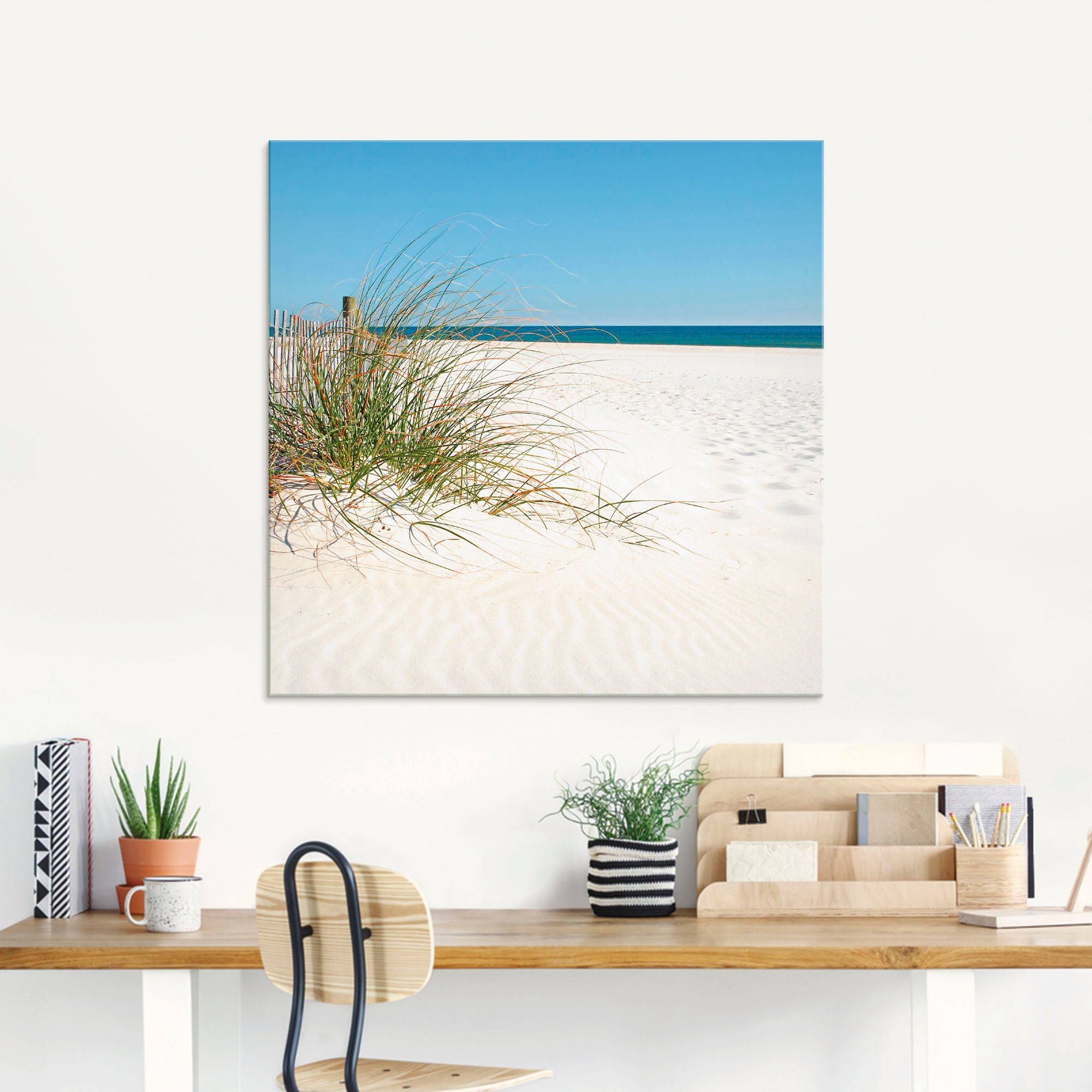 Artland Glasbild "Schöne Sanddüne mit Gräsern und Zaun", Strand, (1 St.), i günstig online kaufen