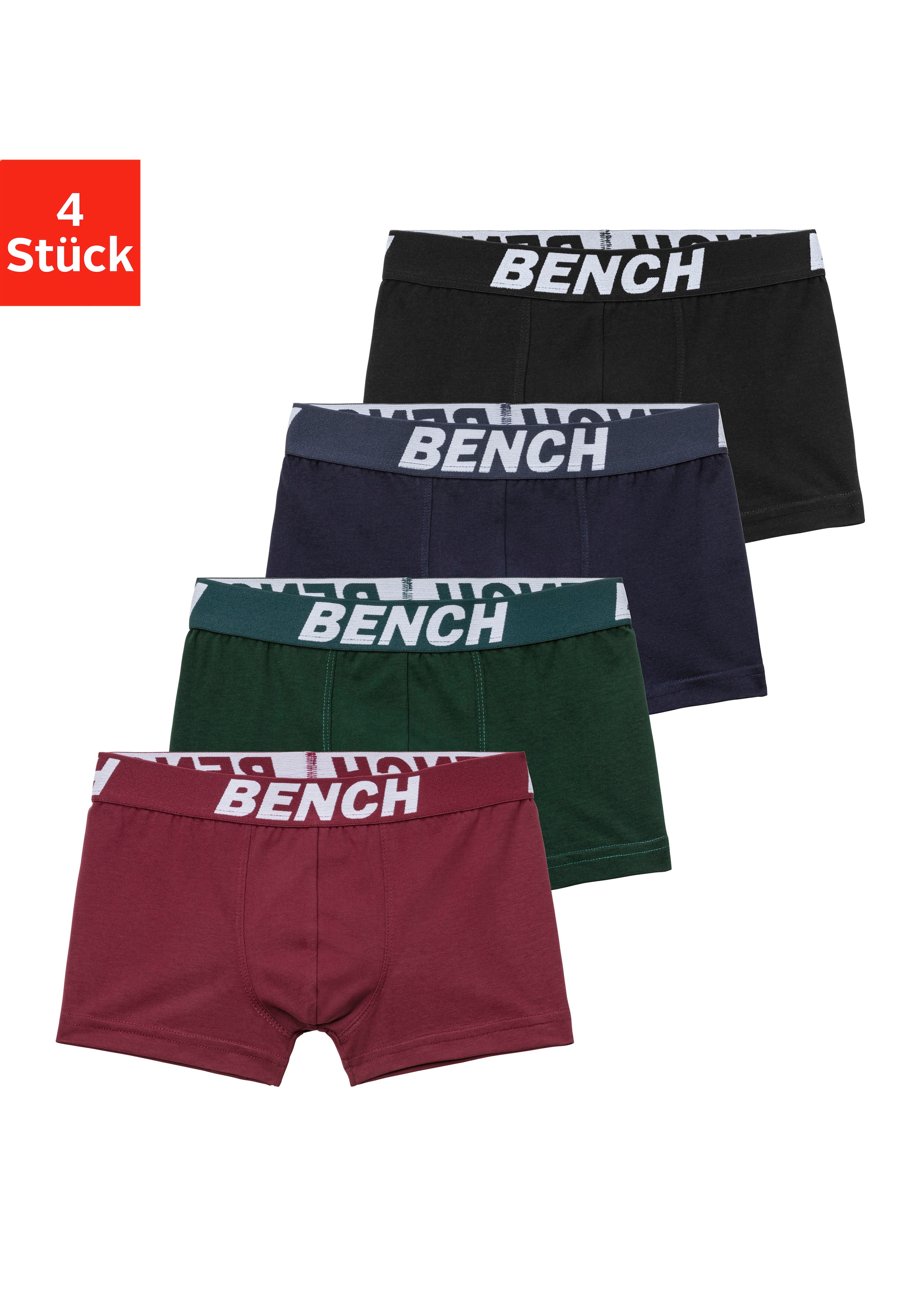 Bench. Boxer »Boxershorts für Jungen« Packung, 4 Stk. mit Bench Schriftzug günstig online kaufen