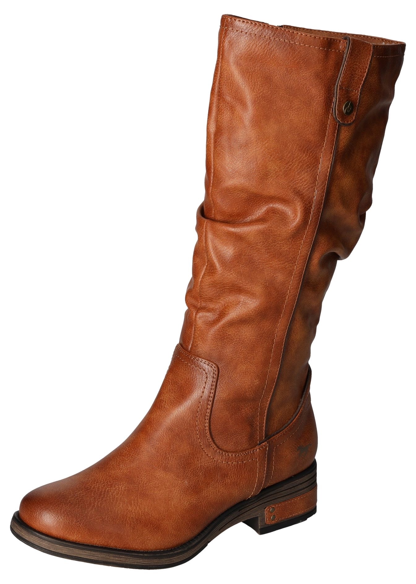 Mustang Shoes Winterstiefel, Langschaftstiefel, Blockabsatz, mit Raffungen am slouchy Schaft