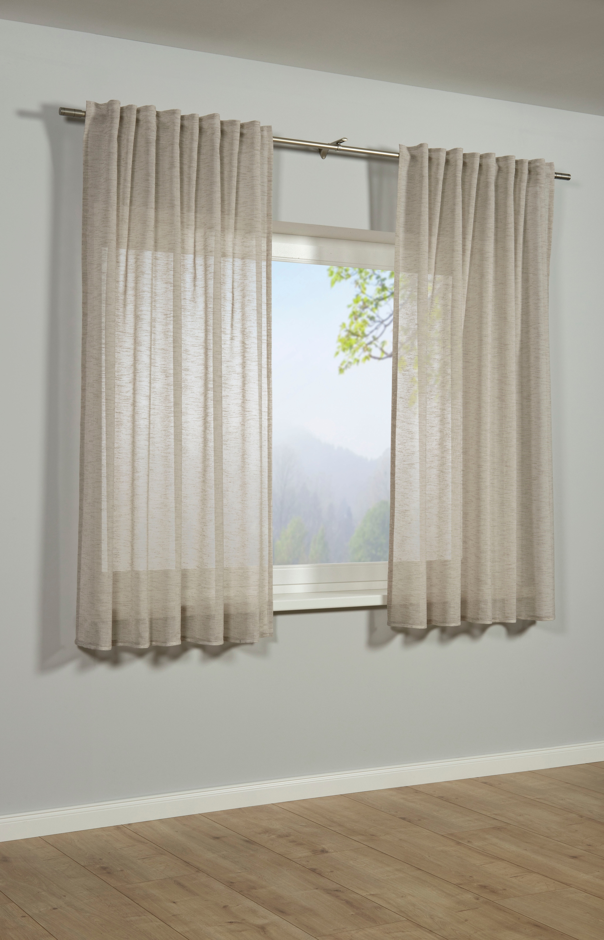 Sehlbach Gardine »Schal Leinenoptik« Schlaufen 1 Stk. tlg. mit Gardinenband günstig online kaufen