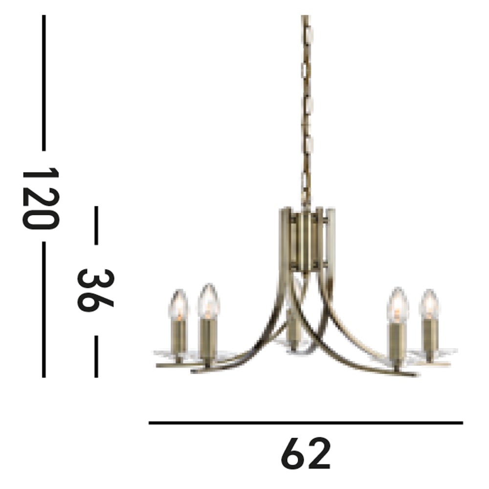 Searchlight Kronleuchter »Hängeleuchte Ascona, 5-flammig«, 5 flammig, Leuchtmittel E14 | ohne Leuchtmittel, Elegante Optik