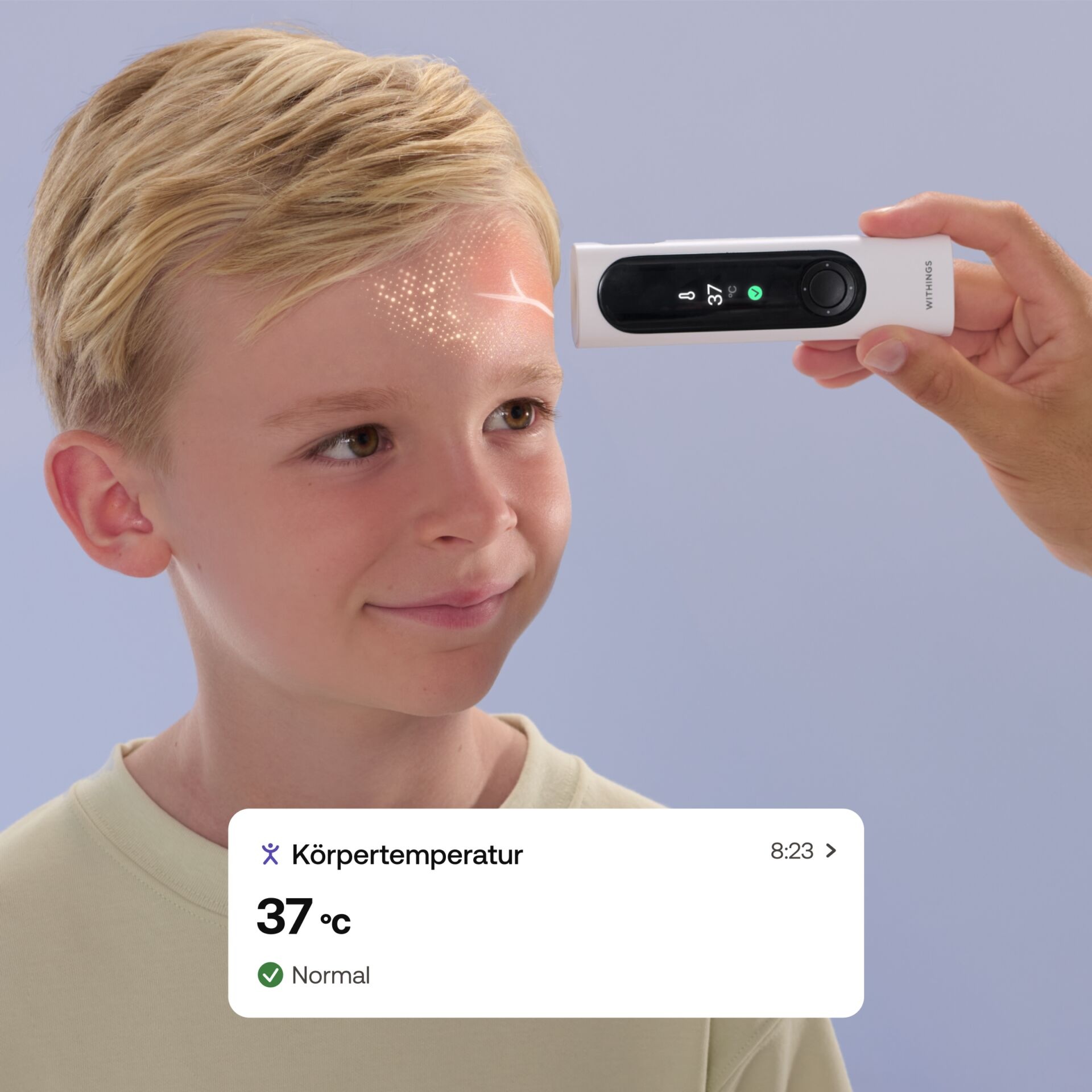 Withings Fieberthermometer »»BeamO 4-in-1« Gesundheits-MultiScan mit EKG-Aufzeichnung«, Herz- & Lungenauskultation, Sauerstoffsättiungs- & Temperaturmessung